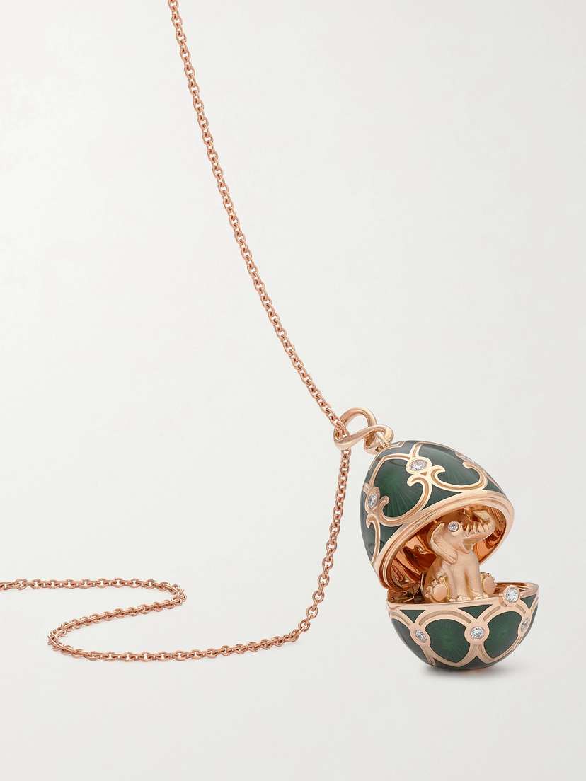 Fabergé Heritage 18-karat Rose Gold, Enamel And Diamond Necklace