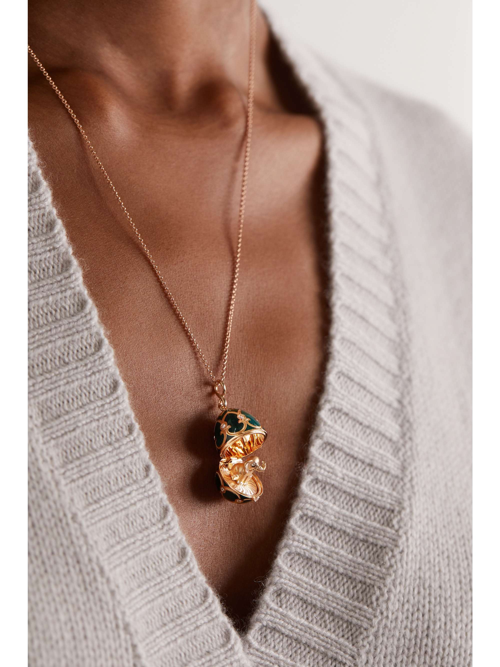 FABERGÉ Heritage 18-karat gold, enamel and diamond necklace