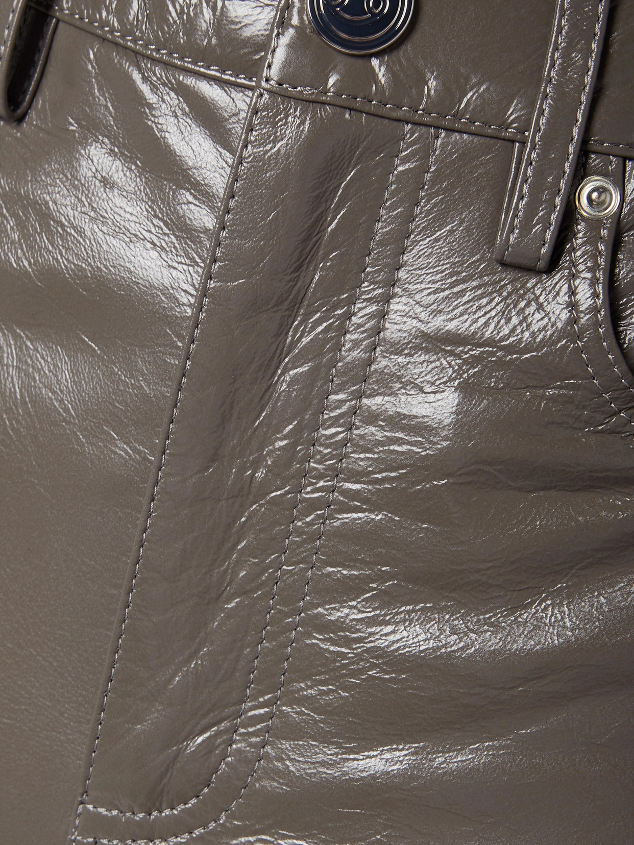 Remain Birger Christensen Lynn Straight High-rise Leather Trousers In Gray