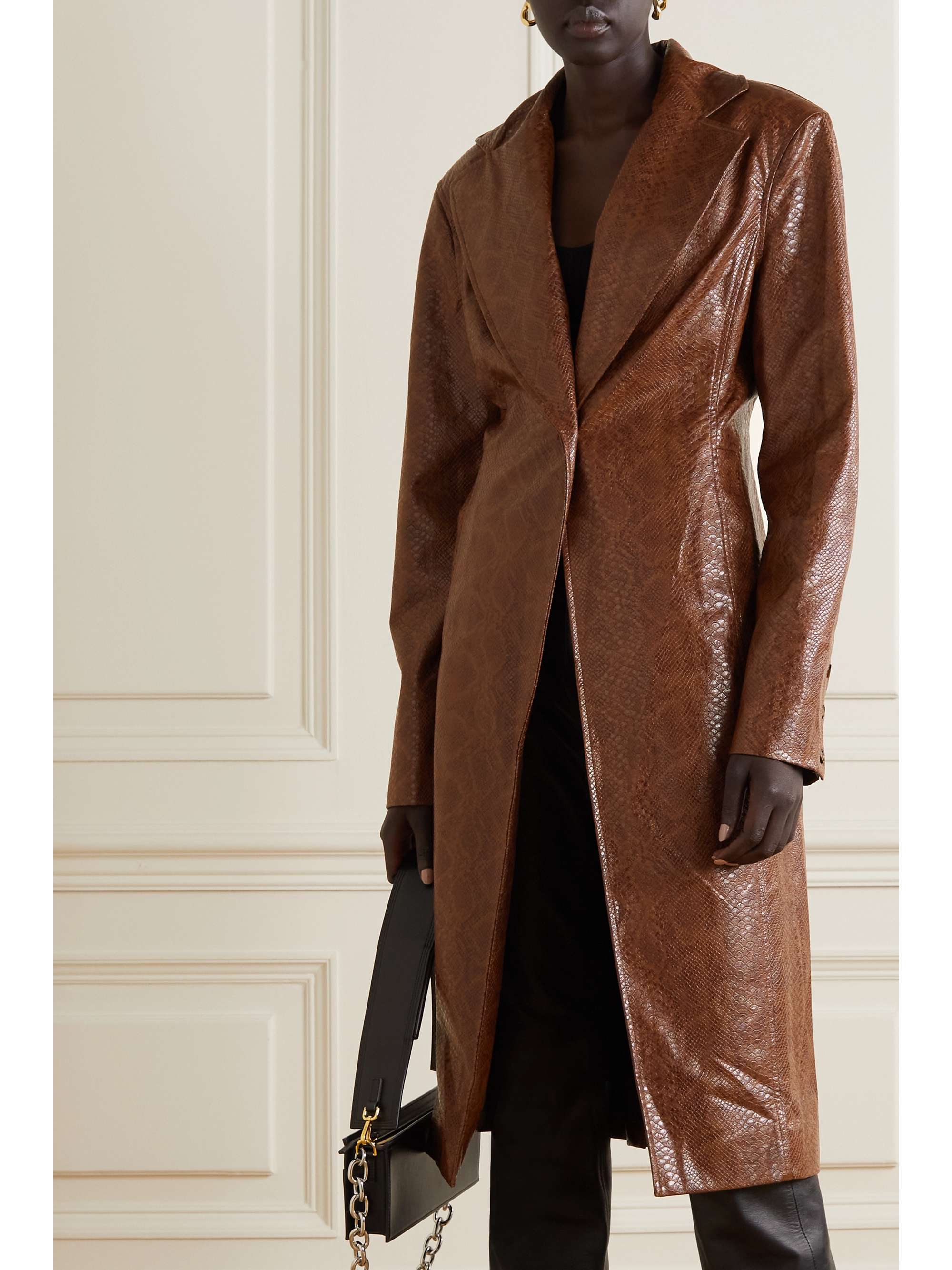 ROTATE BIRGER CHRISTENSEN Jodie snake-effect vegan leather coat