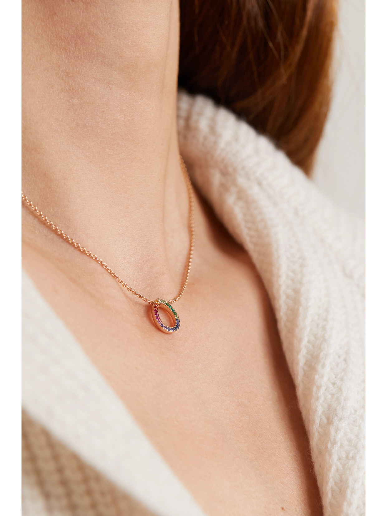 Shop Fabergé Colours Of Love 18-karat Rose Gold Multi-stone Necklace