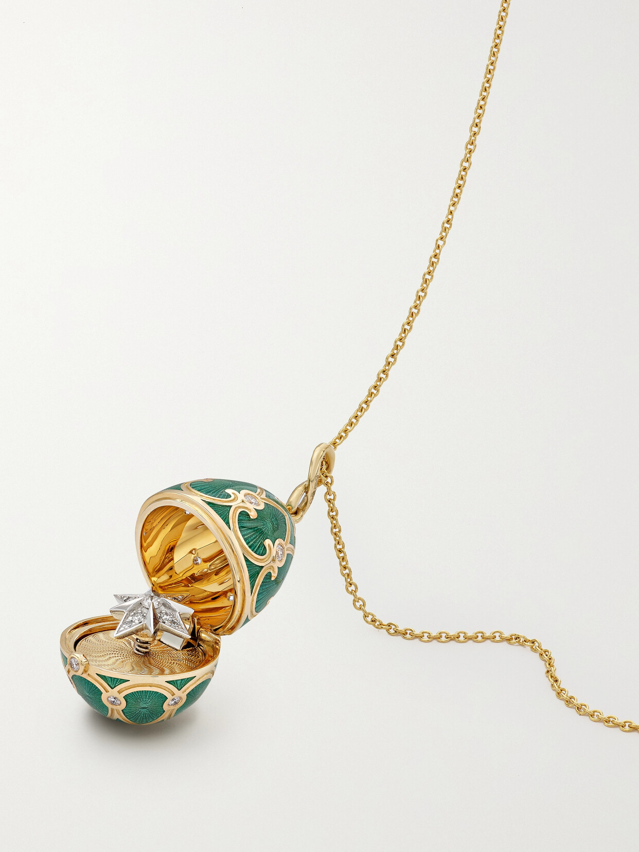 Fabergé - Heritage 18-karat Yellow And White Gold, Enamel And Diamond Necklace - one size 22 Awaiting product image