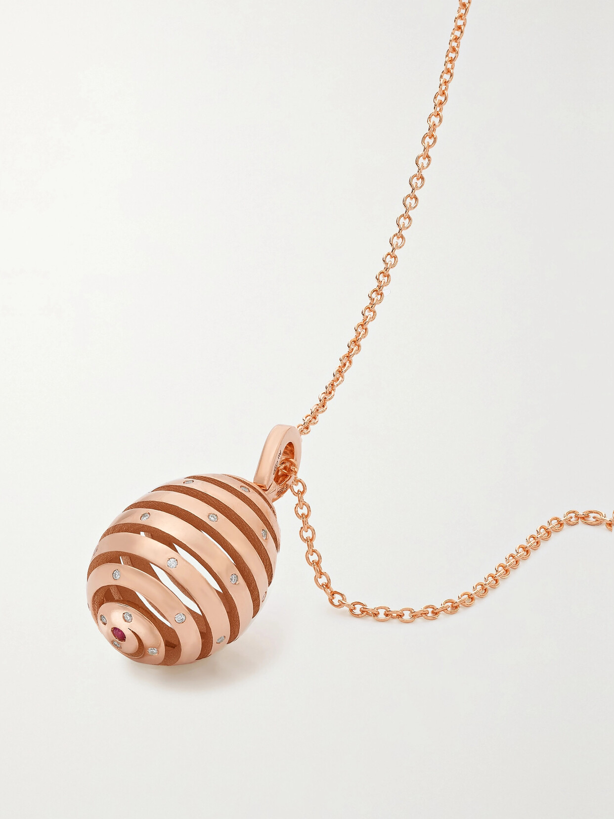 Fabergé Essence 18-karat Rose Gold, Diamond And Ruby Necklace