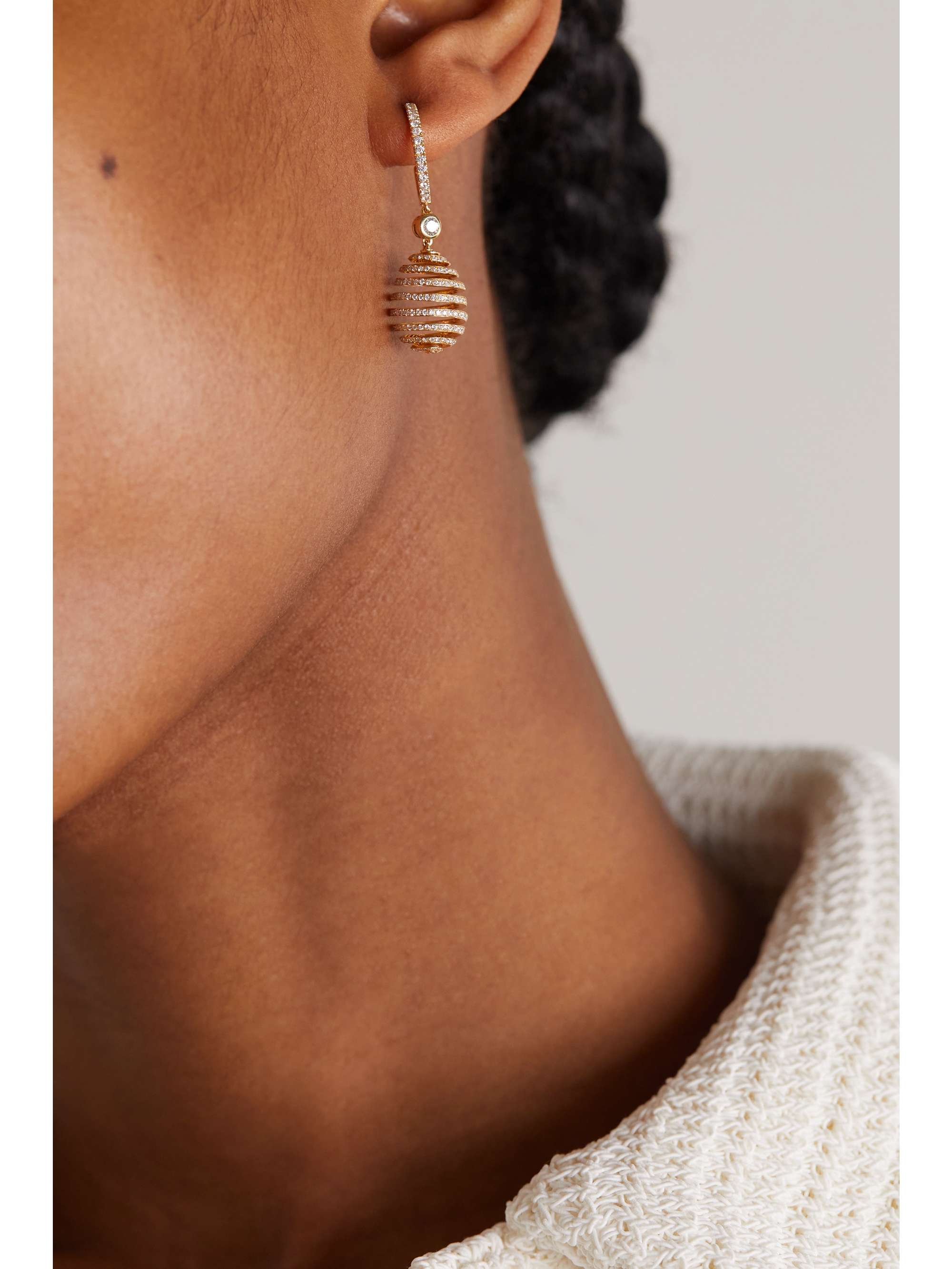 FABERGÉ Essence 18-karat gold diamond earrings