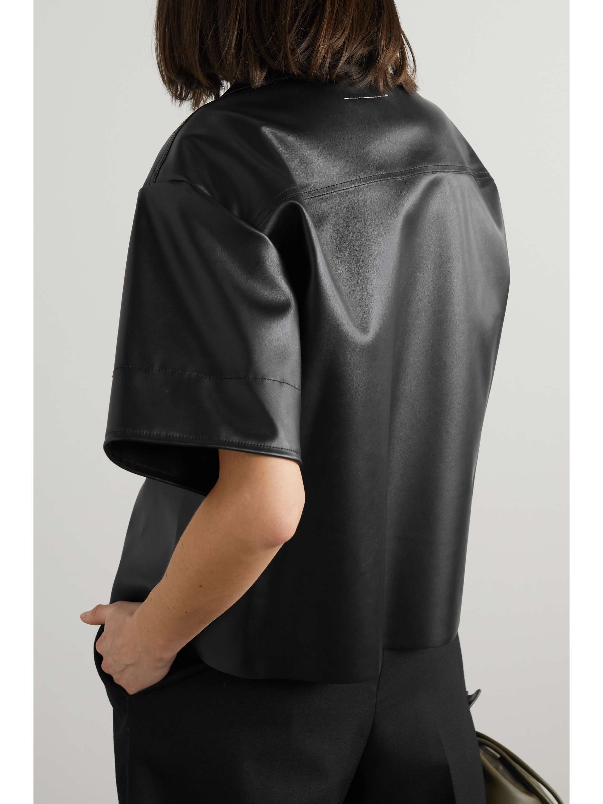 Black Faux leather shirt | MM6 MAISON 