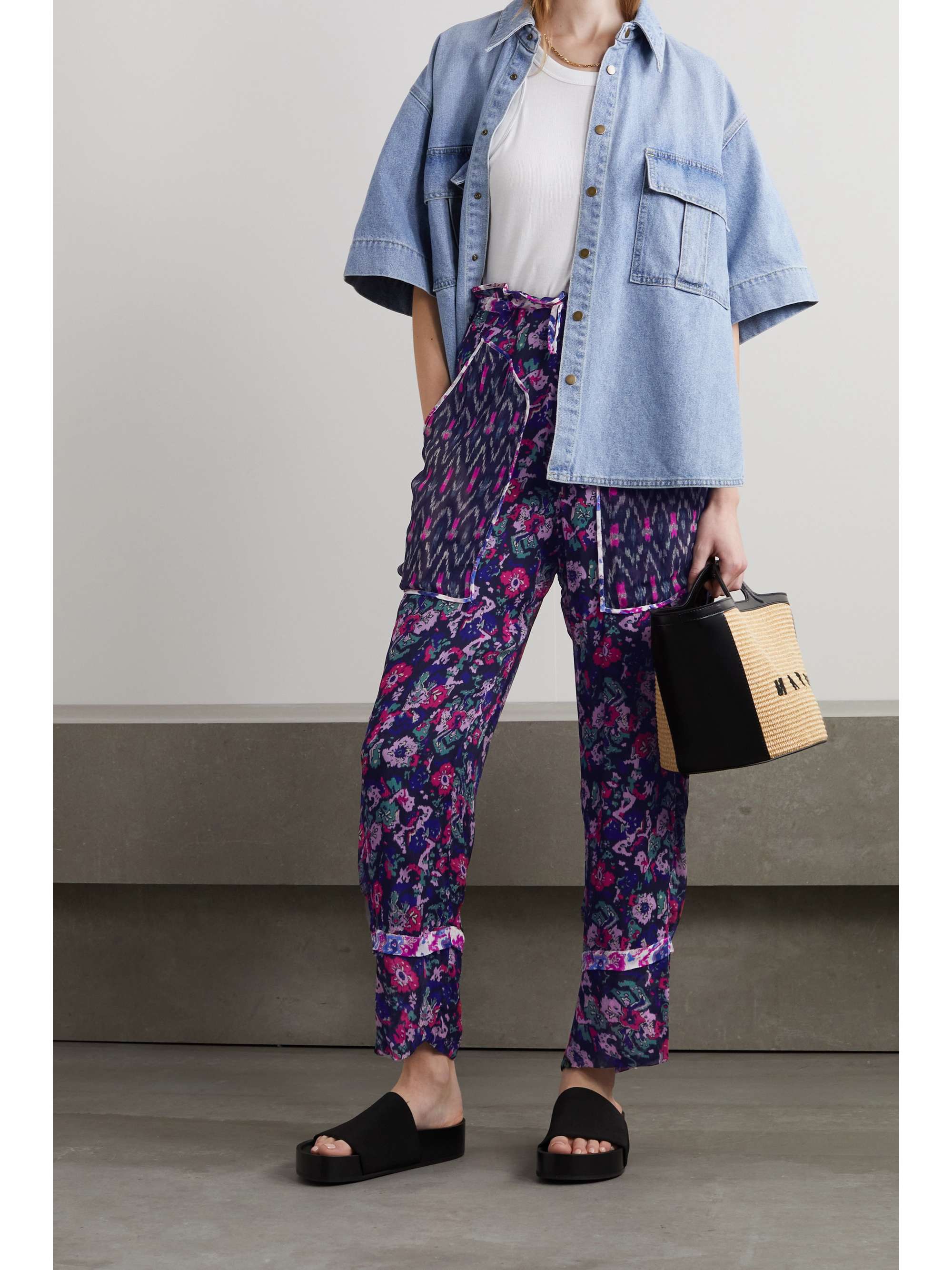 MARANT ÉTOILE Ryama floral-print georgette straight-leg pants