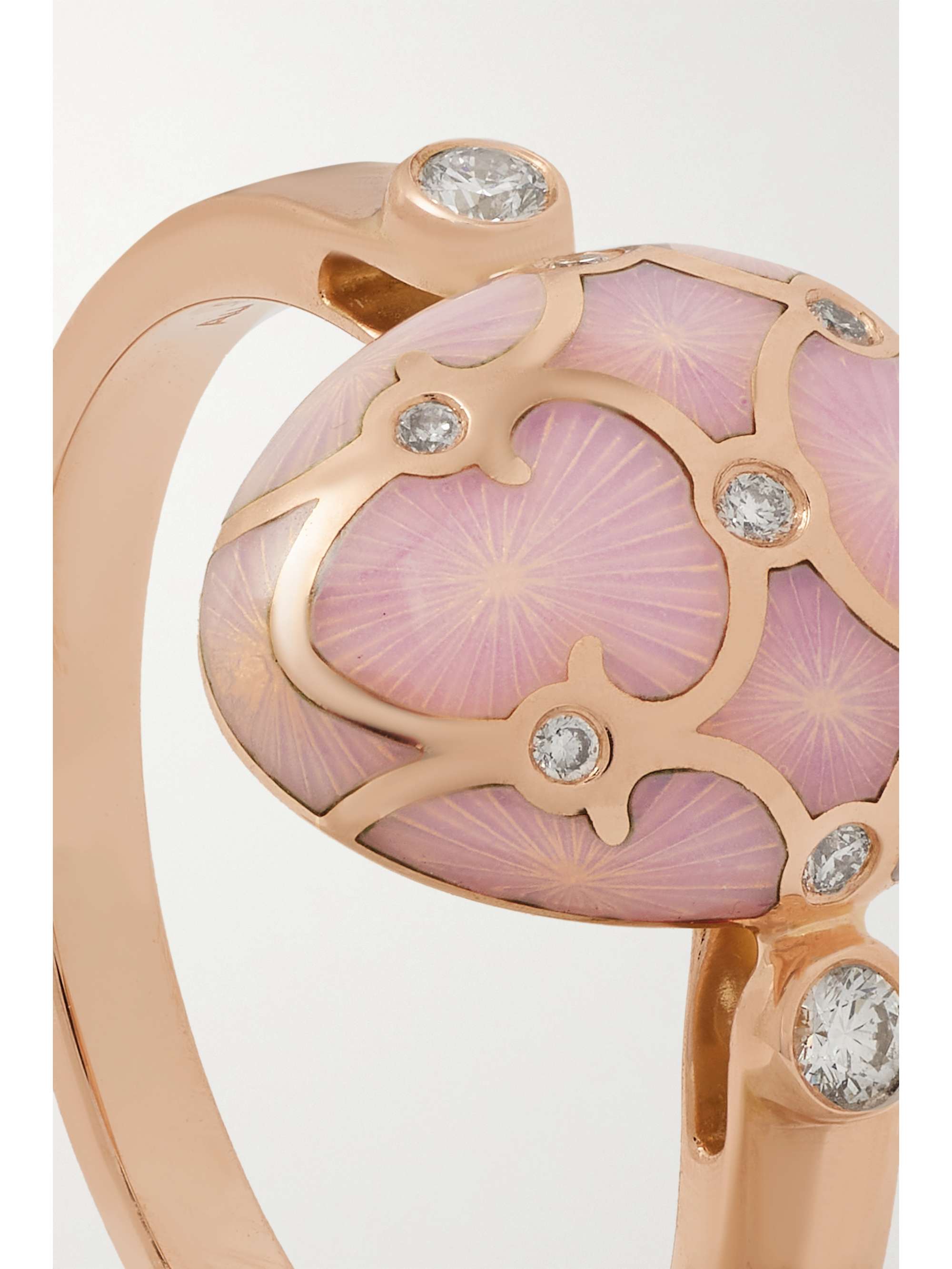 FABERGÉ Heritage 18-karat rose gold, enamel and diamond ring