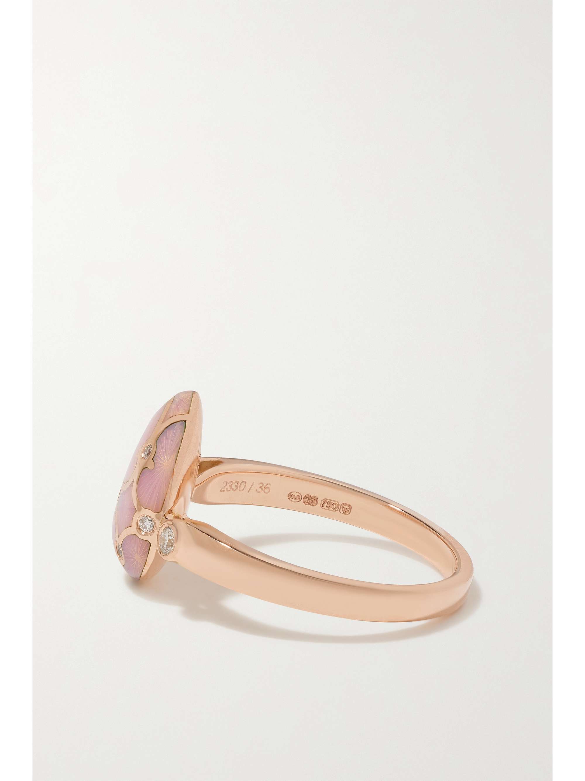 FABERGÉ Heritage 18-karat rose gold, enamel and diamond ring