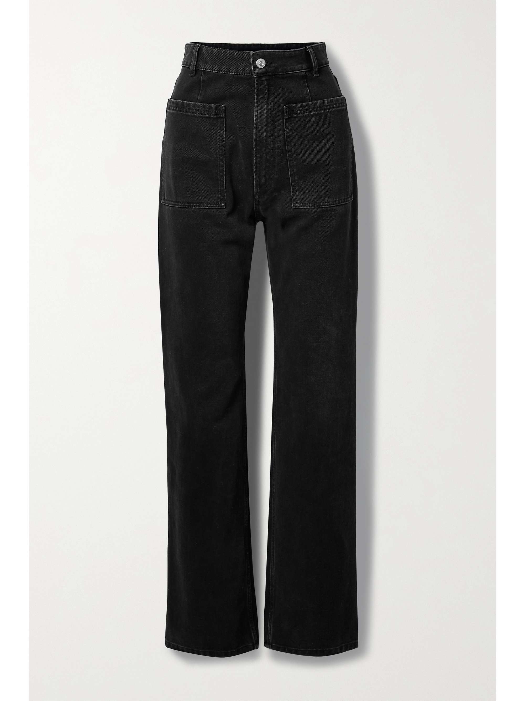 Black High-rise straight-leg jeans 