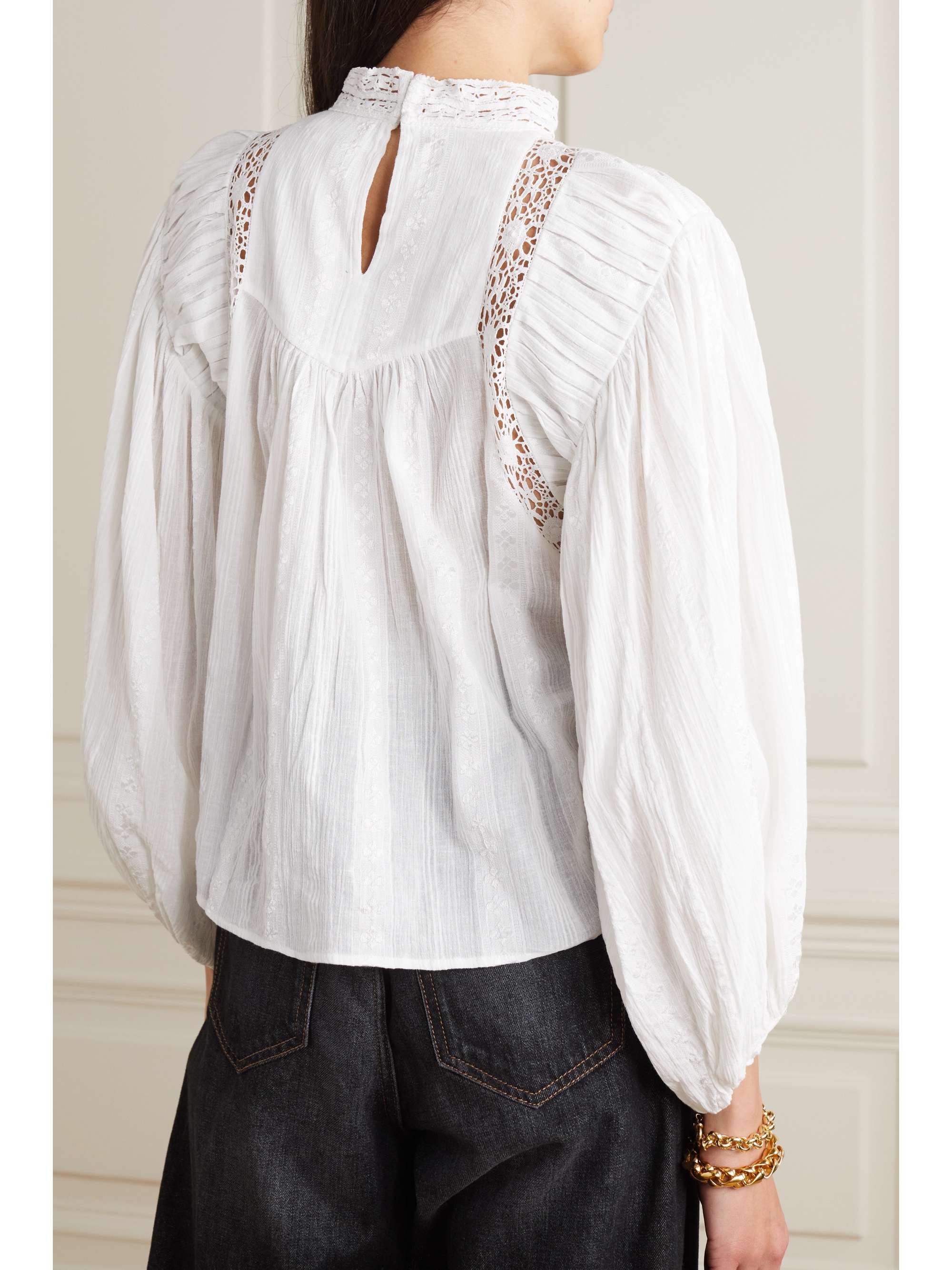 White Jassie lace-trimmed embroidered 