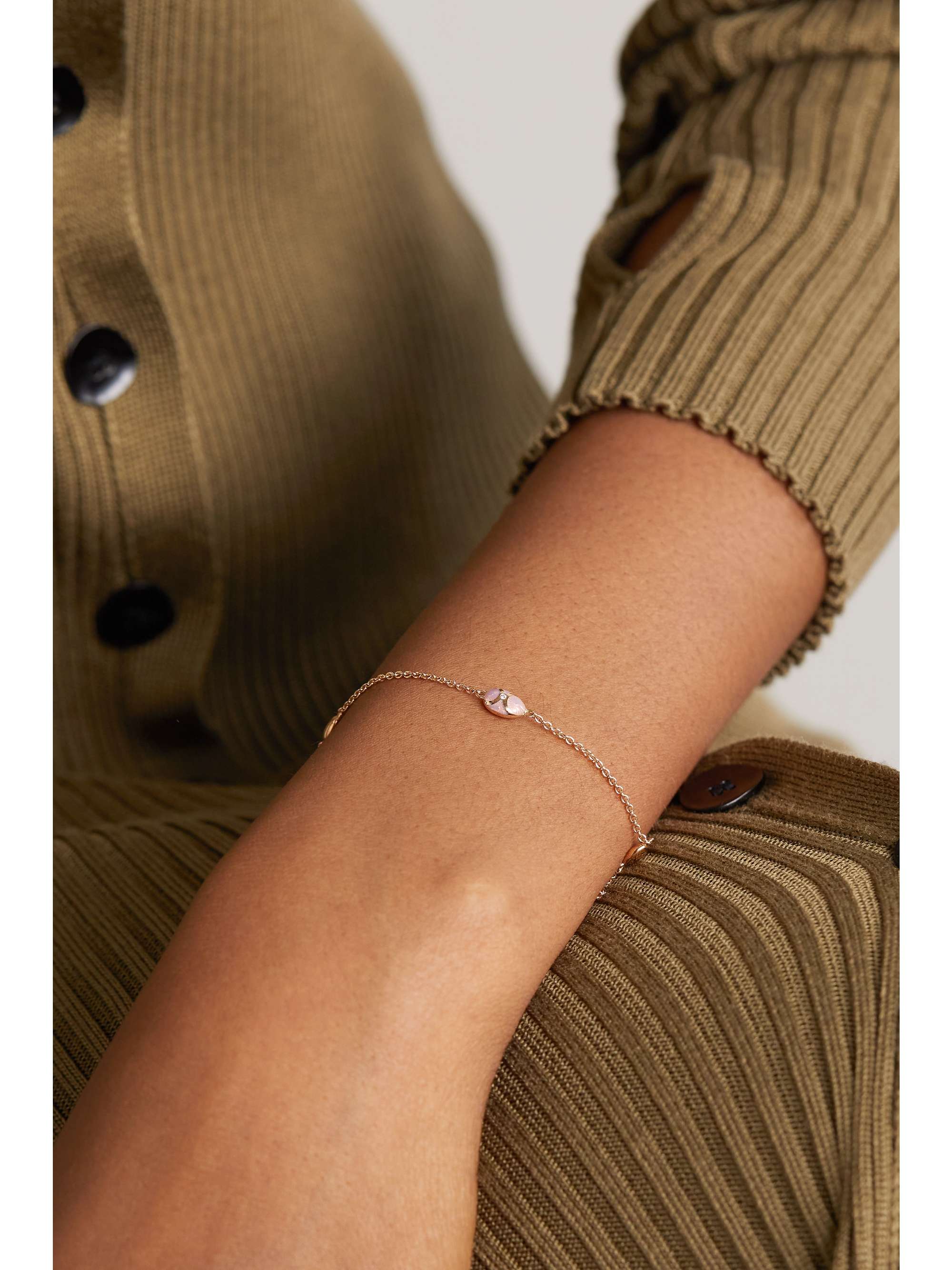 FABERGÉ Heritage 18-karat rose gold, enamel and diamond bracelet