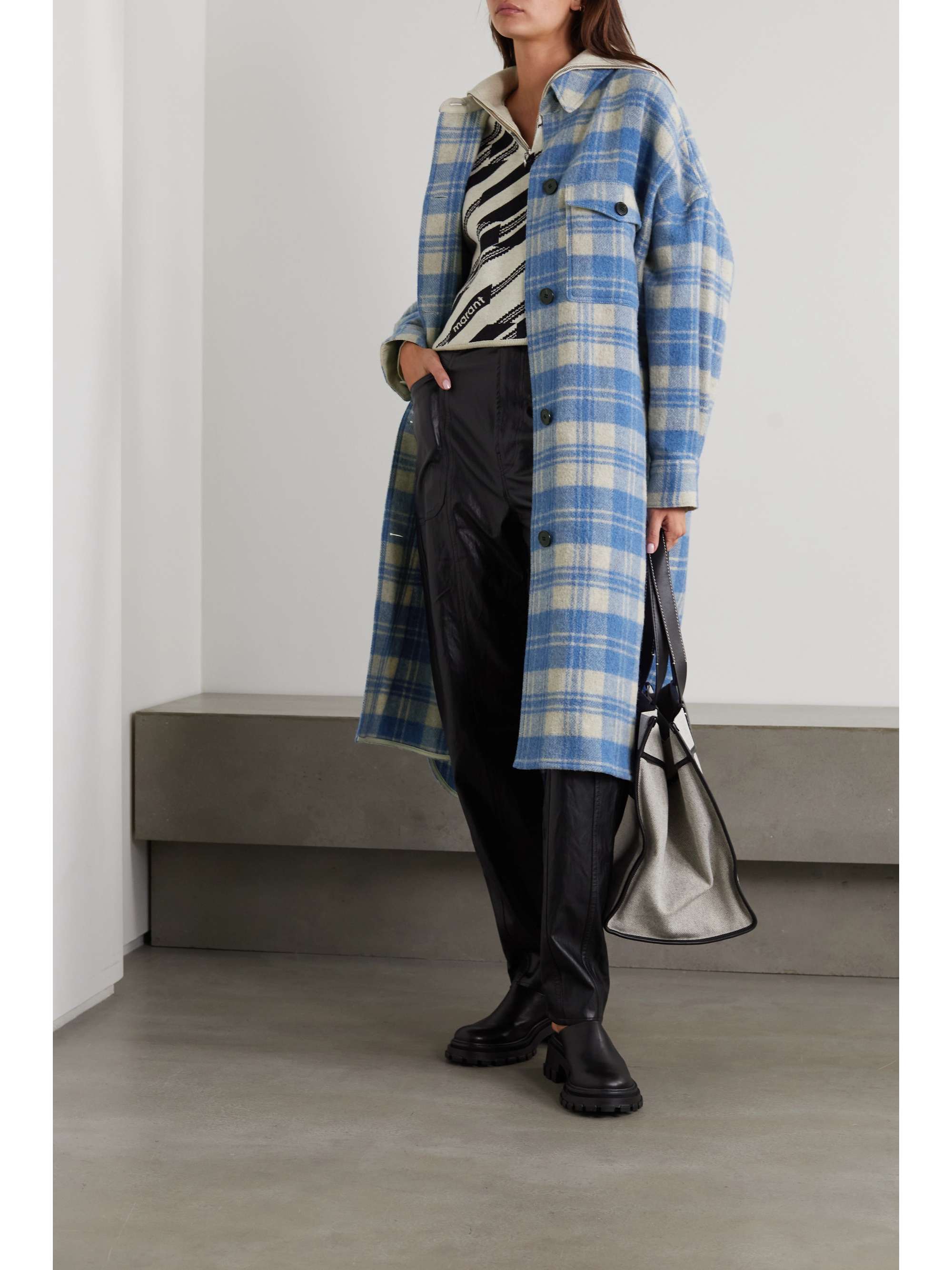 oversized check coat