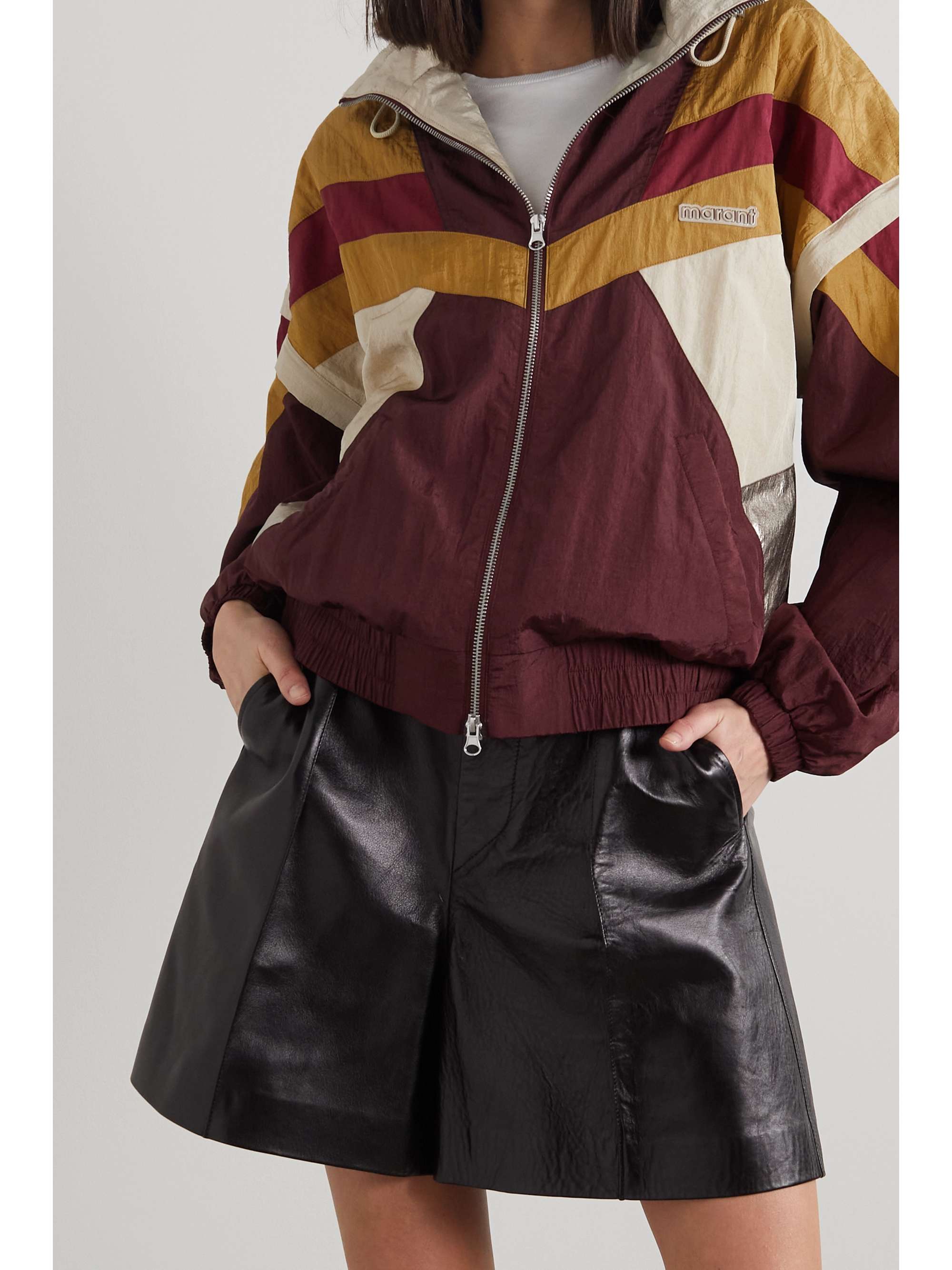 Burgundy Marikla color-block shell 