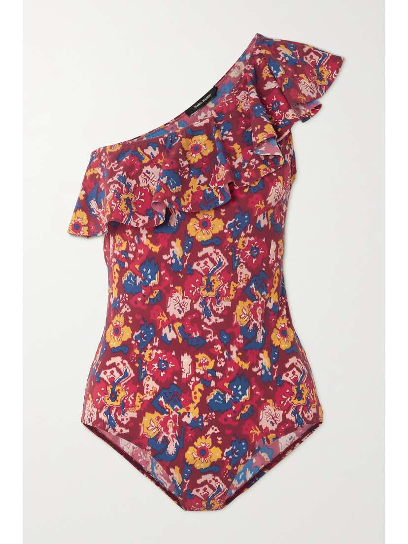 Marant Étoile Sicilya One-shoulder Ruffled Floral-print Swimsuit