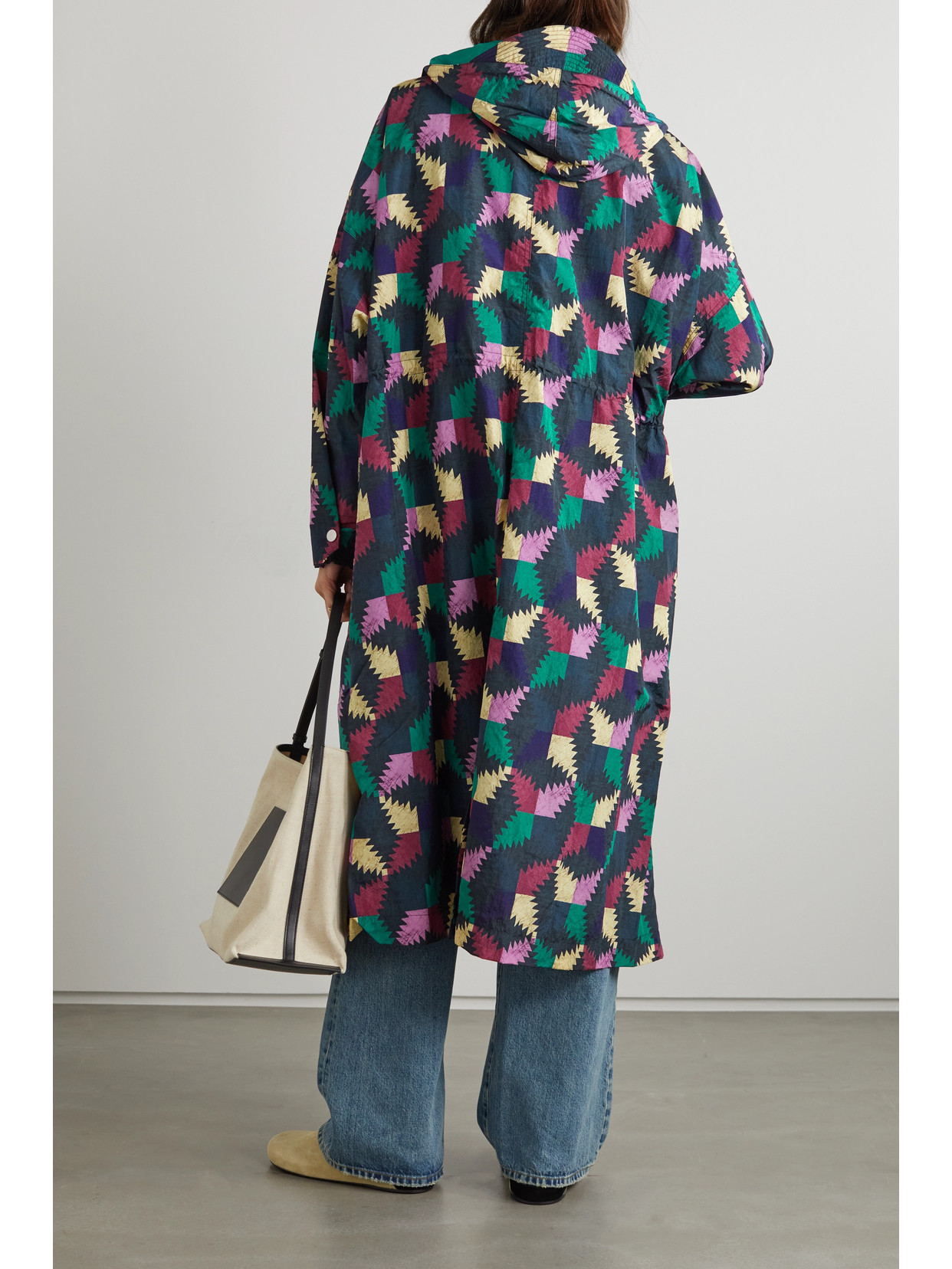 Isabel Marant Étoile Munao Pattern-print Long Coat In Blue