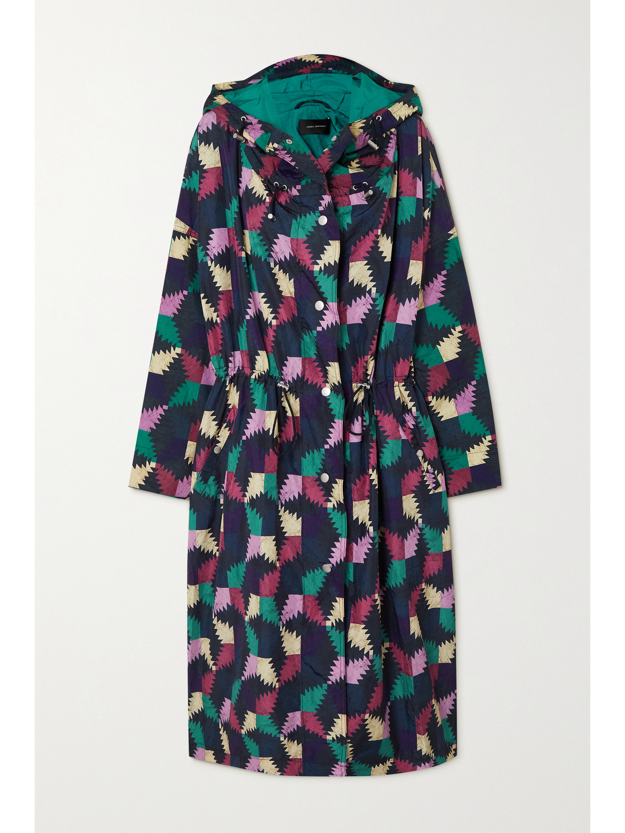 Isabel Marant Étoile Munao Pattern-print Long Coat In Blue