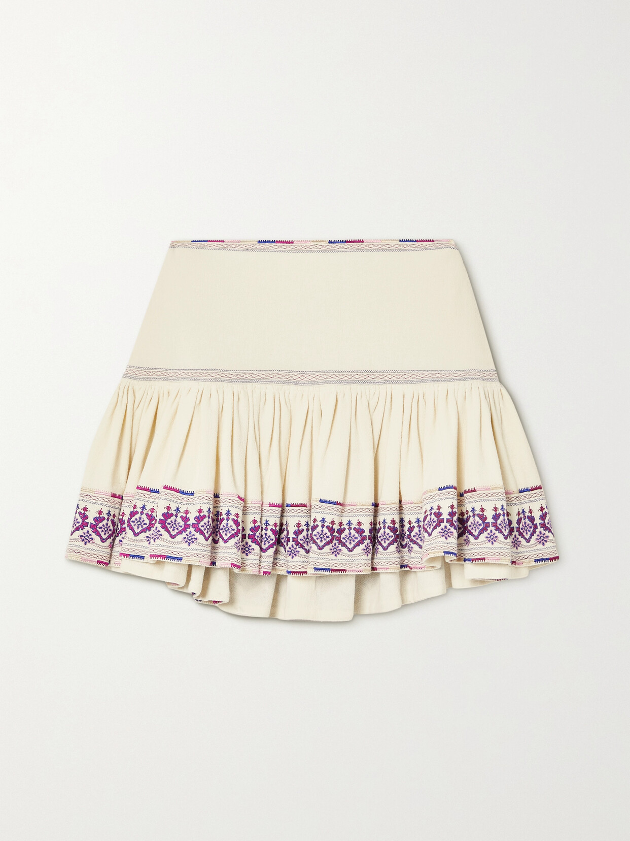 ISABEL MARANT ÉTOILE TYRUSS RUFFLED EMBROIDERED COTTON-JACQUARD MINI SKIRT