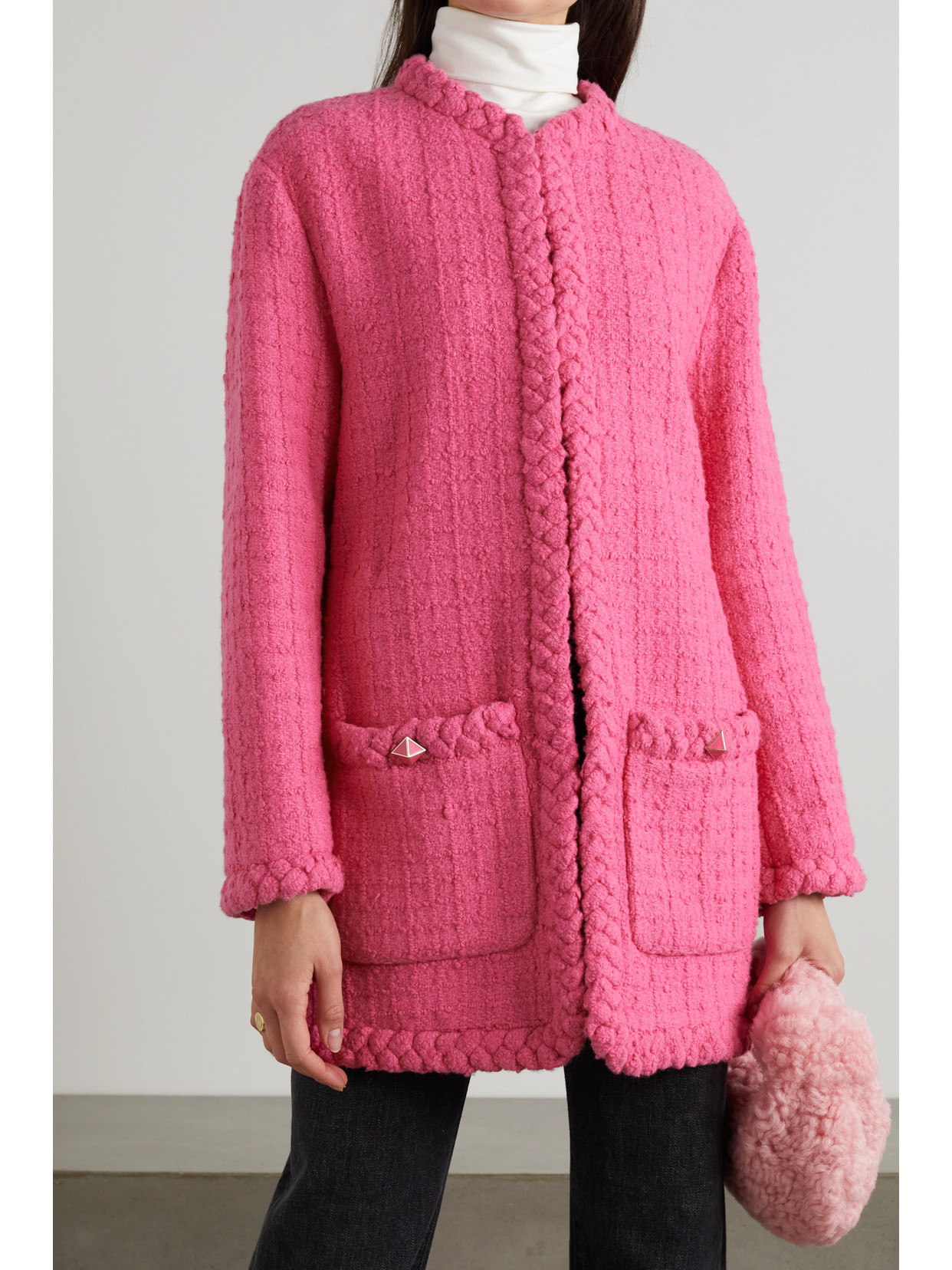 VALENTINO BRAIDED WOOL-BLEND BOUCLÉ-TWEED JACKET