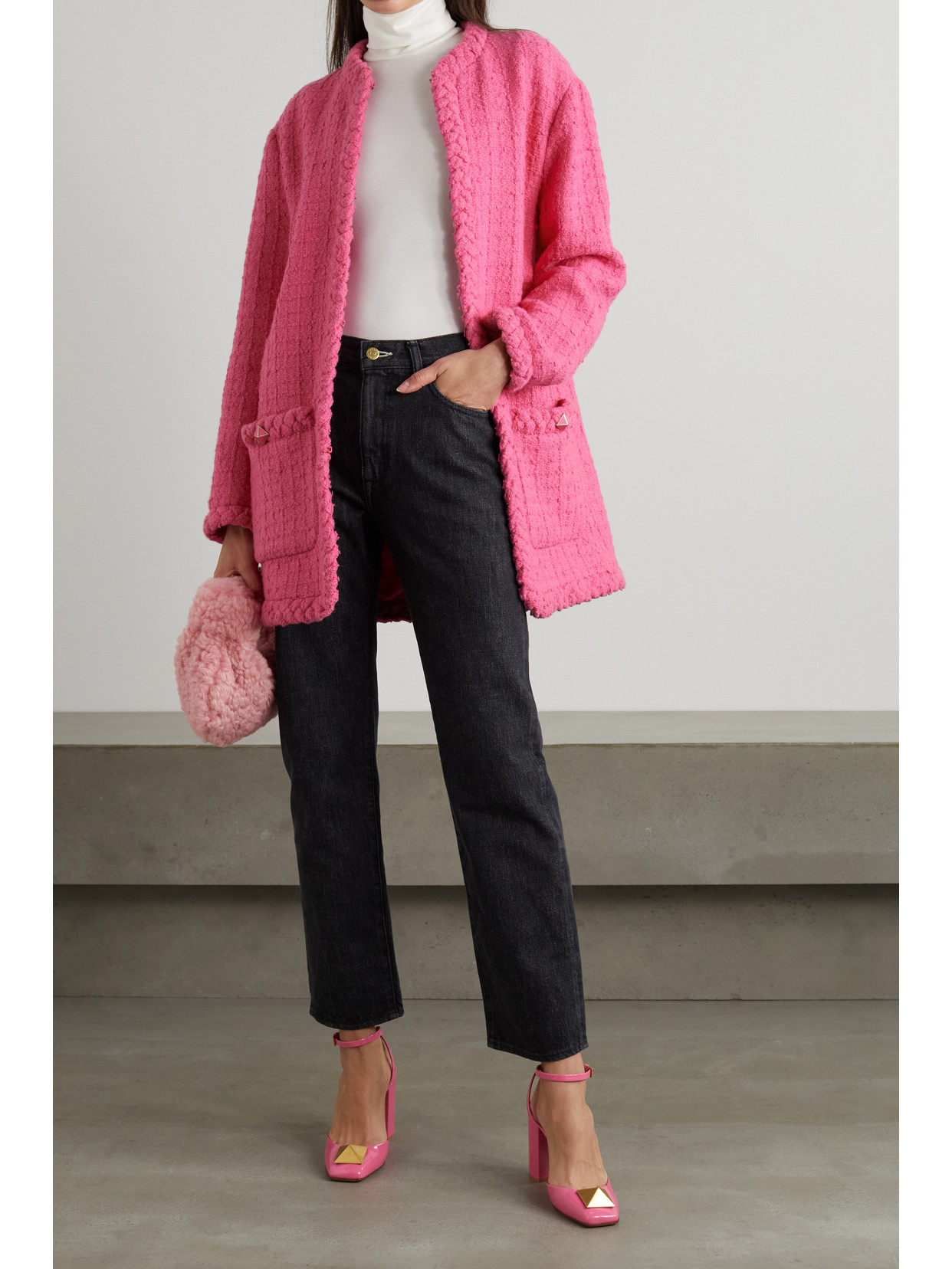 VALENTINO BRAIDED WOOL-BLEND BOUCLÉ-TWEED JACKET