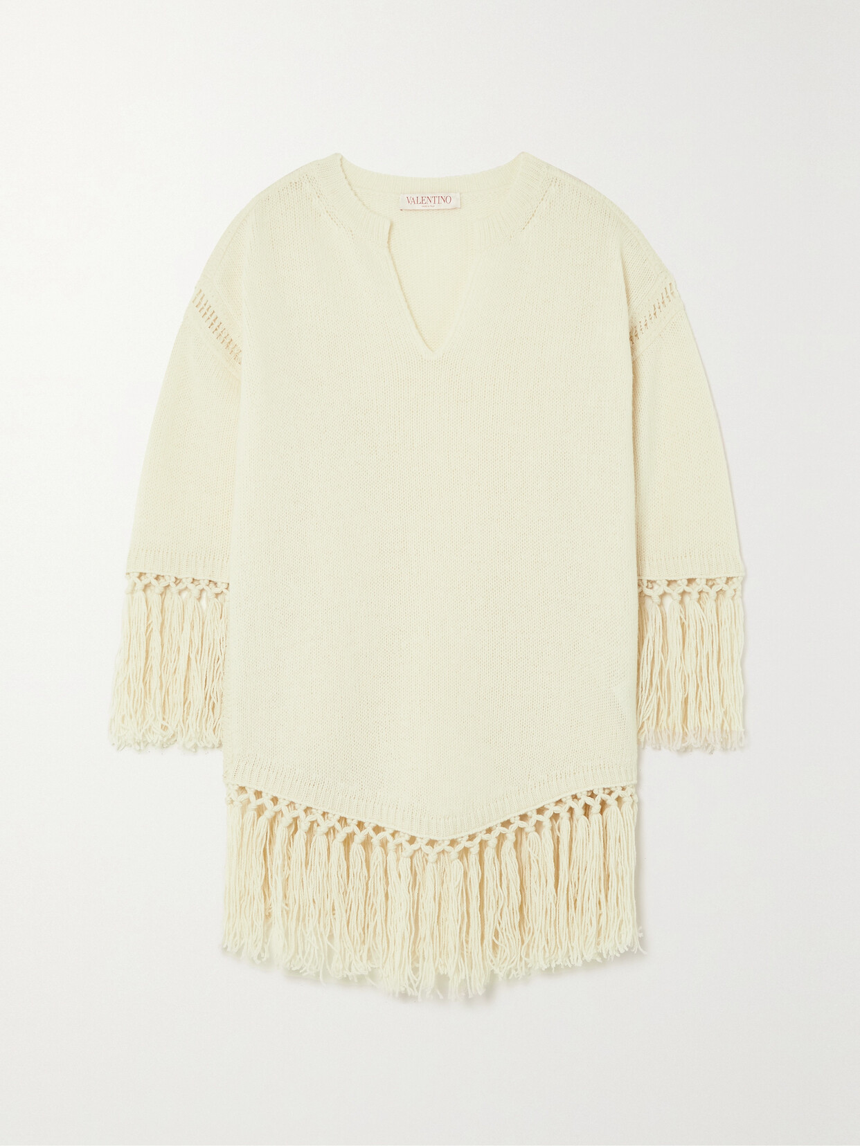 Valentino Garavani Fringed Wool Sweater - White