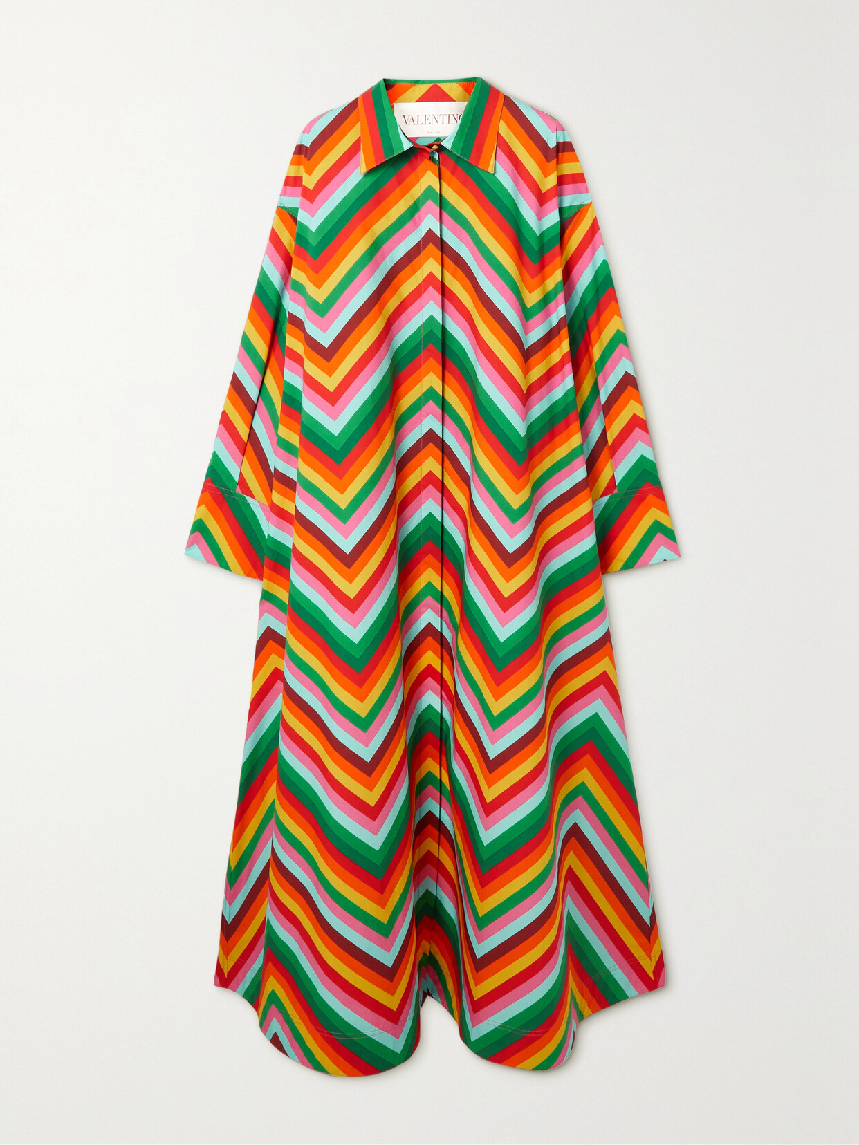 VALENTINO OVERSIZED STRIPED COTTON-POPLIN SHIRT DRESS