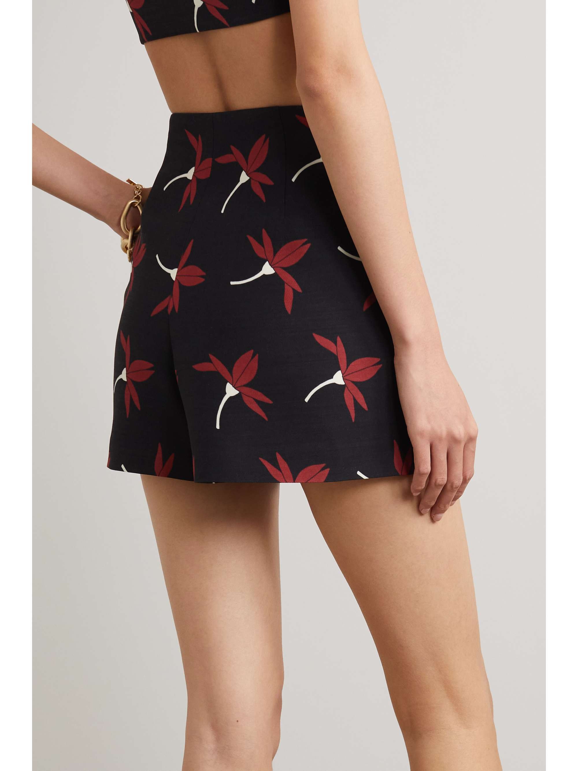 VALENTINO GARAVANI Floral-print wool-blend shorts