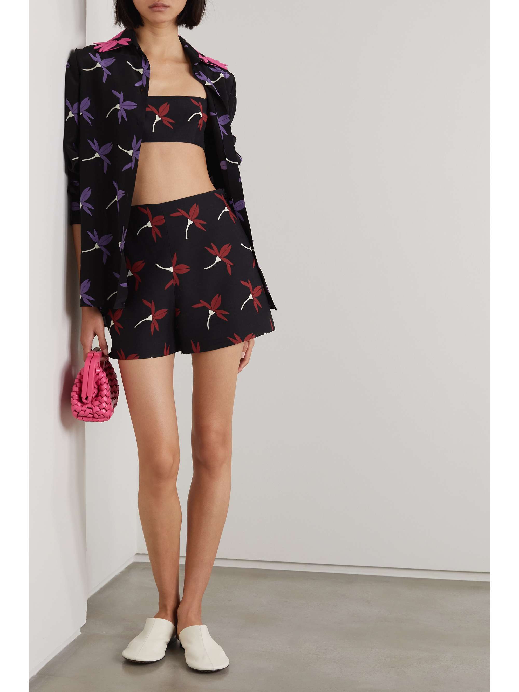 VALENTINO GARAVANI Floral-print wool-blend shorts