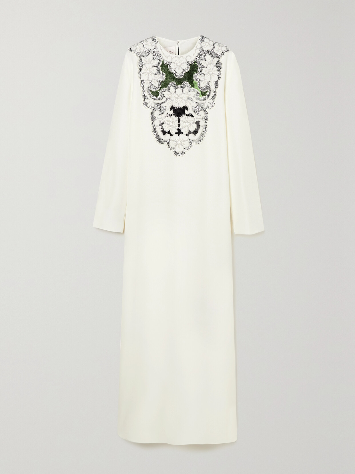 Valentino Garavani Embroidered Sequined Silk-crepe Maxi Dress - Ivory