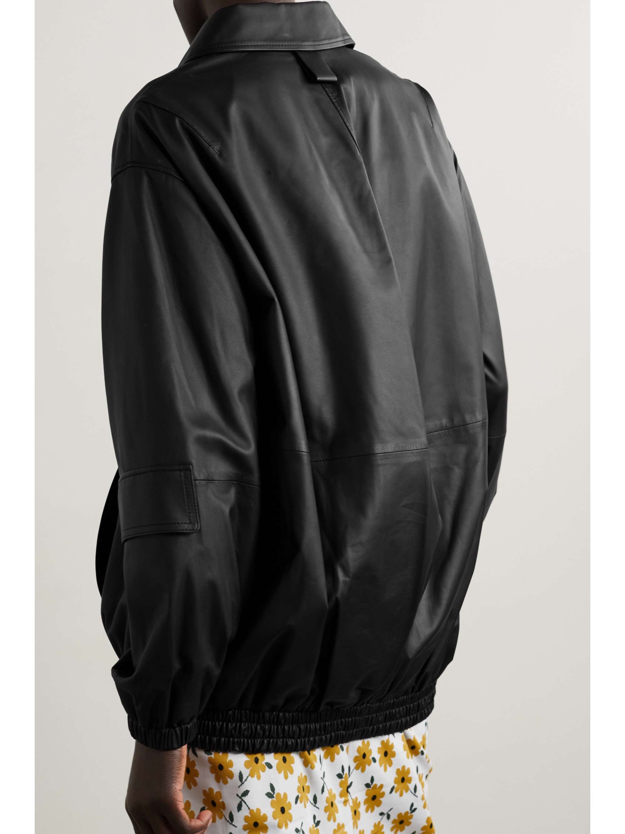 oversized leather bomber jacket
