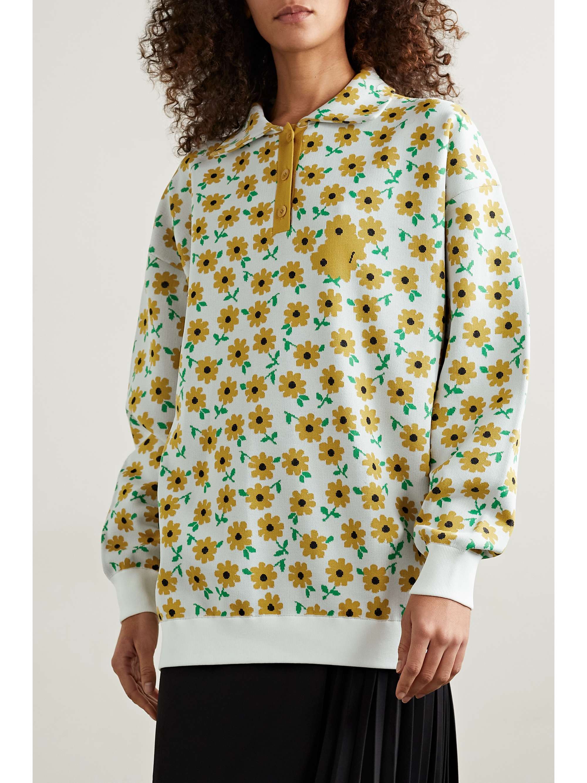 TIBI Oversized floral-jacquard sweatshirt