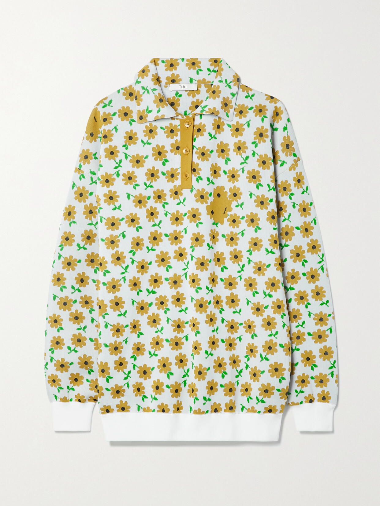 Tibi Oversized Floral-jacquard Sweatshirt In White