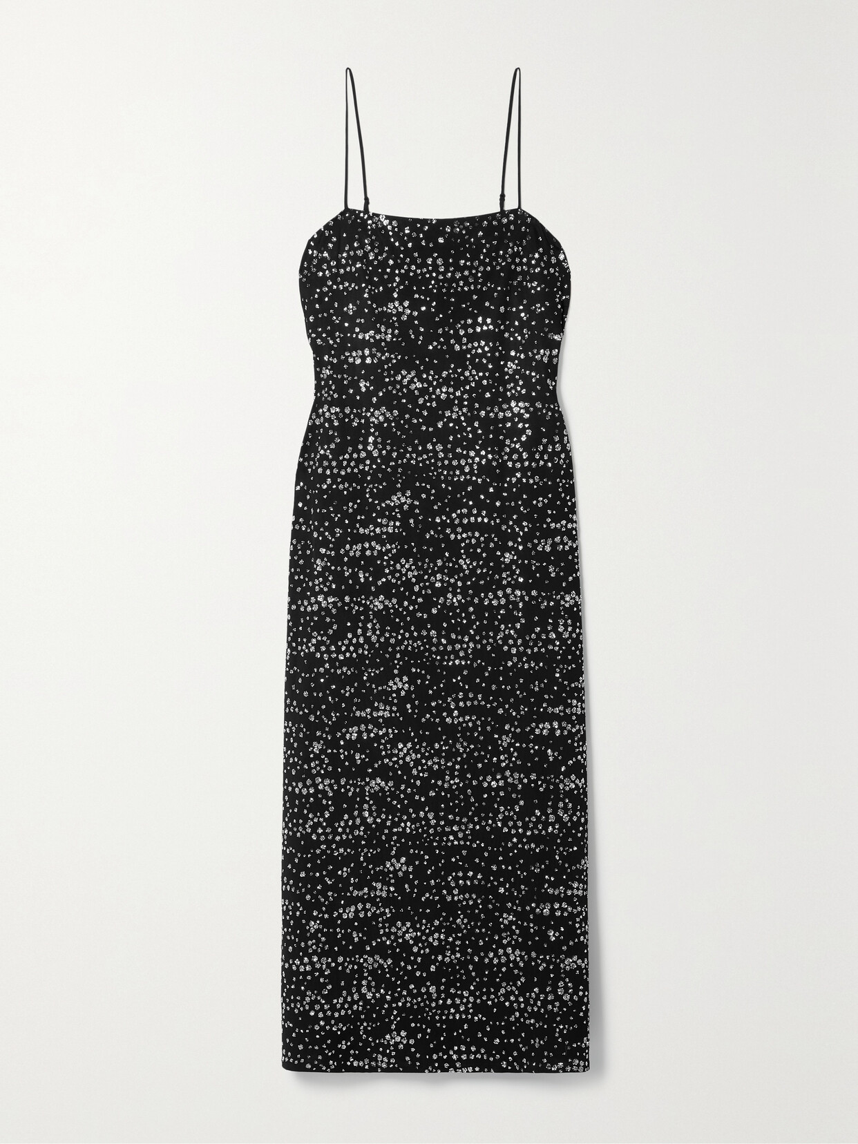 Tibi Glittered Jersey Midi Dress In Black