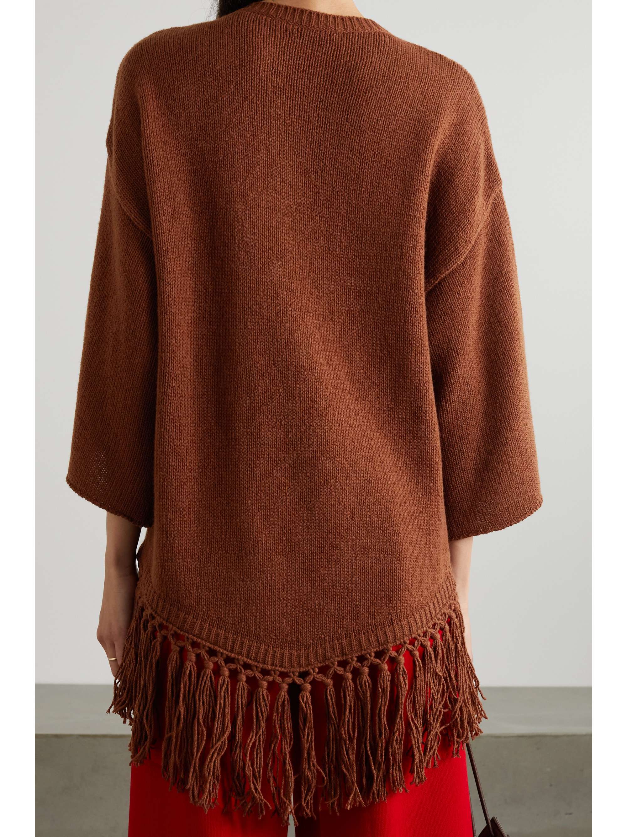 VALENTINO GARAVANI Fringed embroidered wool poncho