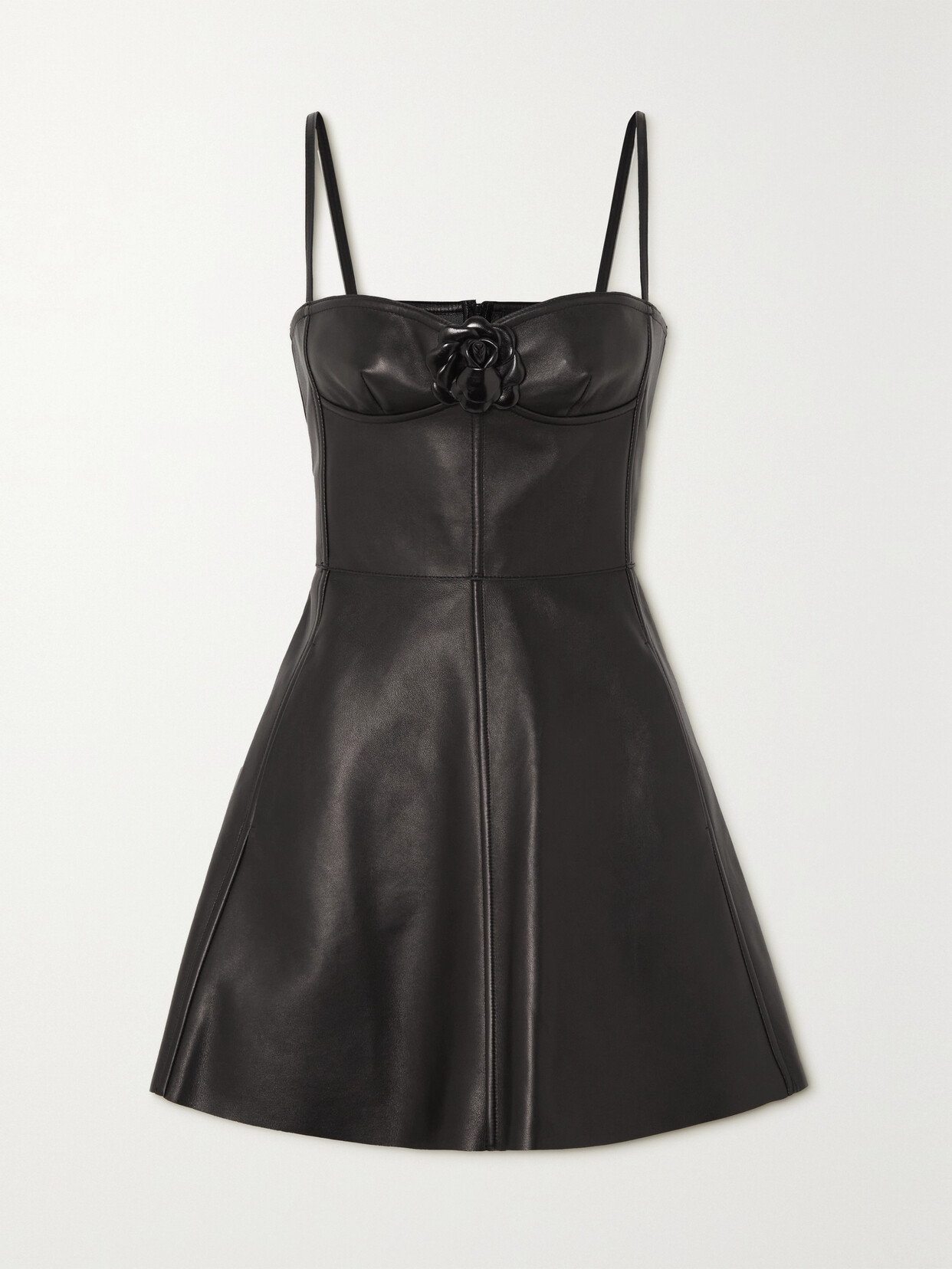 Valentino Garavani Embellished Leather Mini Dress - Black