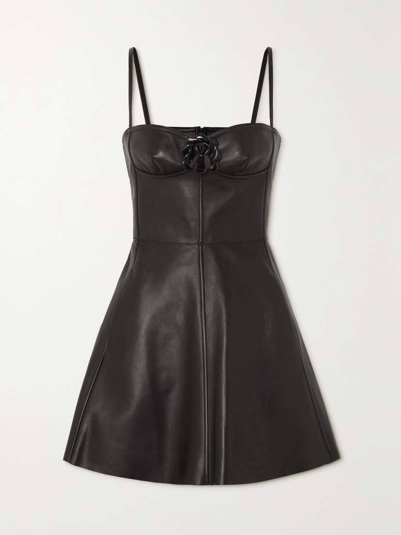 Valentino Garavani Embellished Leather Mini Dress