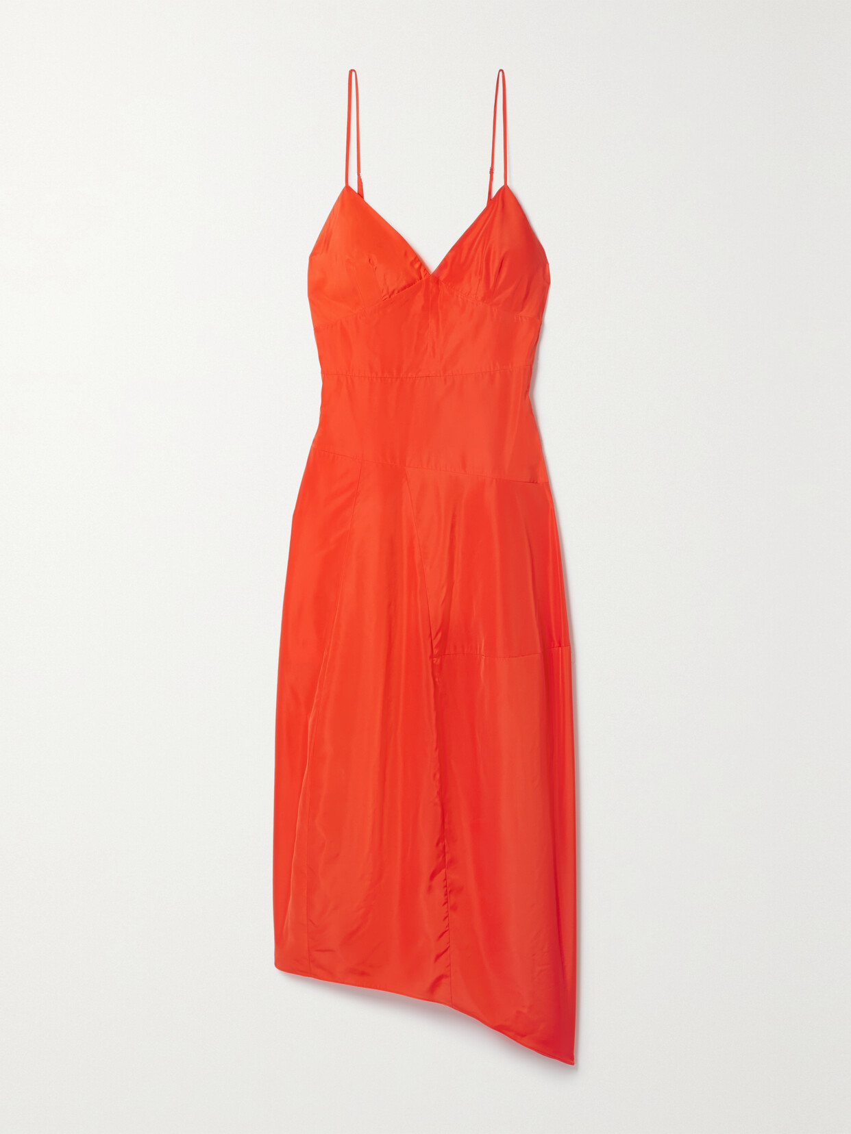 Tibi Italian Sporty Asymmetric Midi Dress In Red