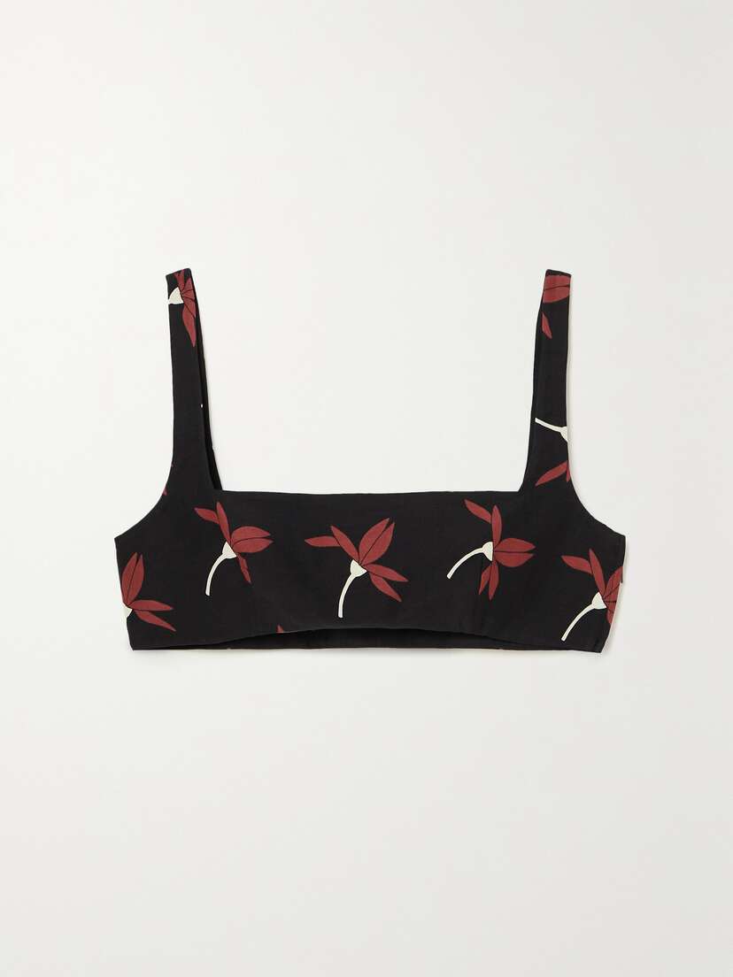 Valentino Garavani Floral-print Wool-blend Bralette