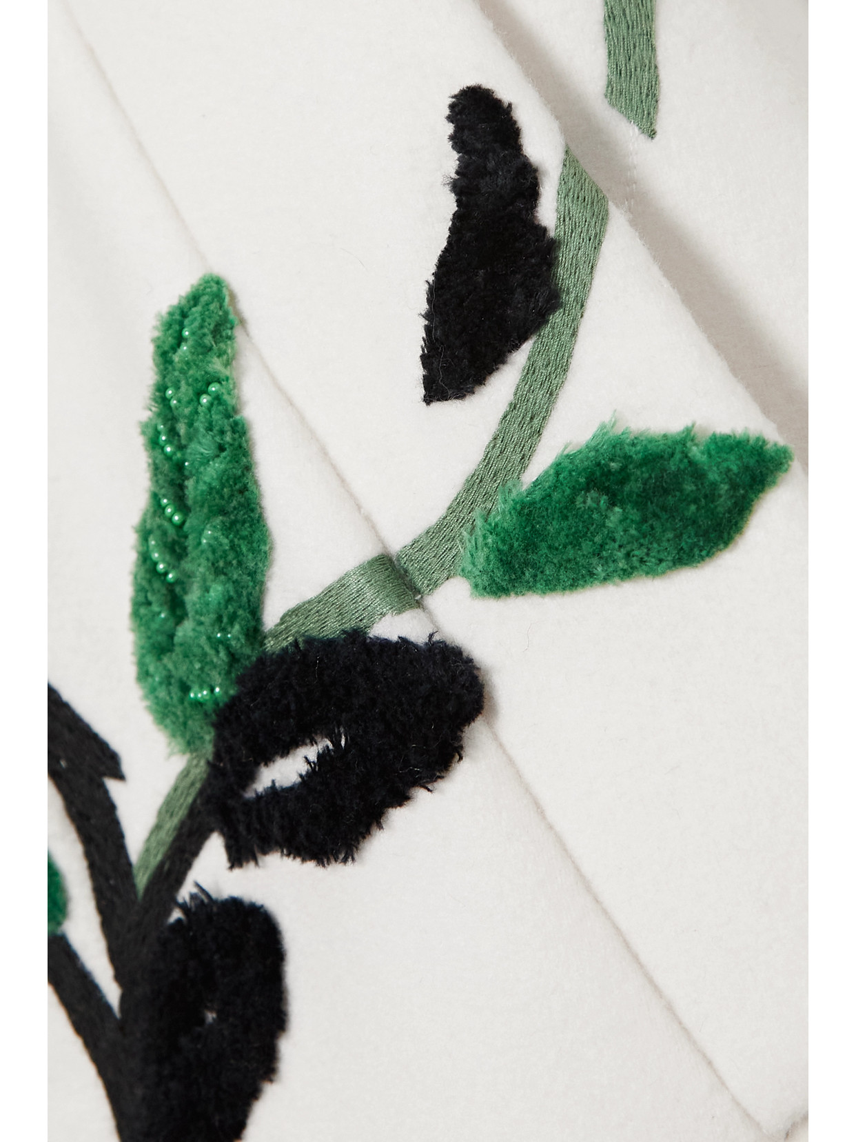 VALENTINO EMBROIDERED EMBELLISHED WOOL AND CASHMERE-BLEND FELT COAT