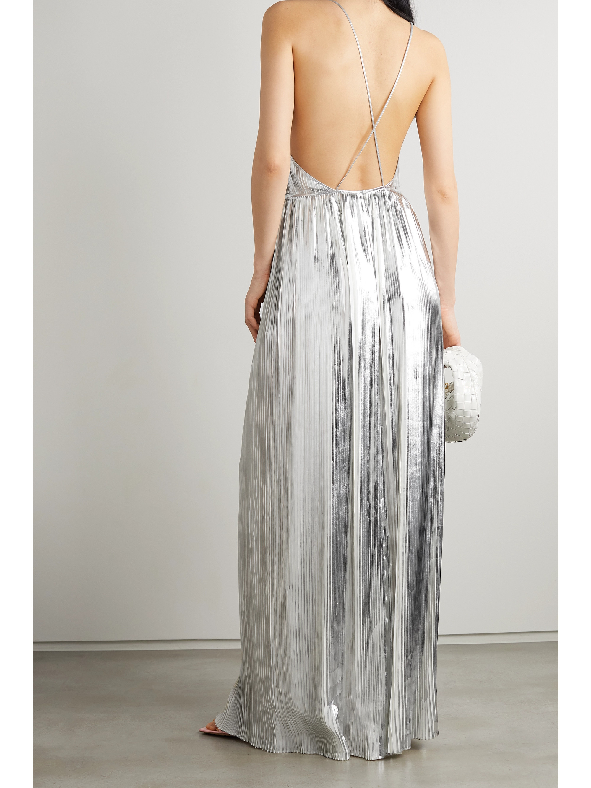 Valentino Garavani Pleated metallic coated-chiffon gown thumbnail