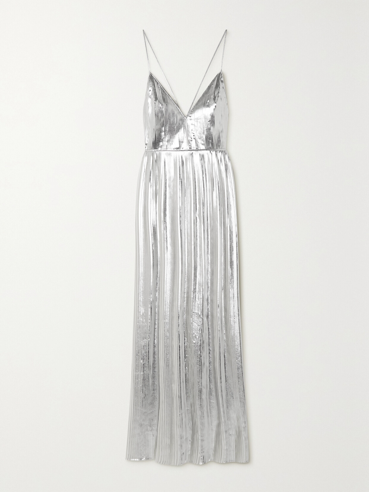 Valentino Garavani - Pleated Metallic Coated-chiffon Gown - Ivory