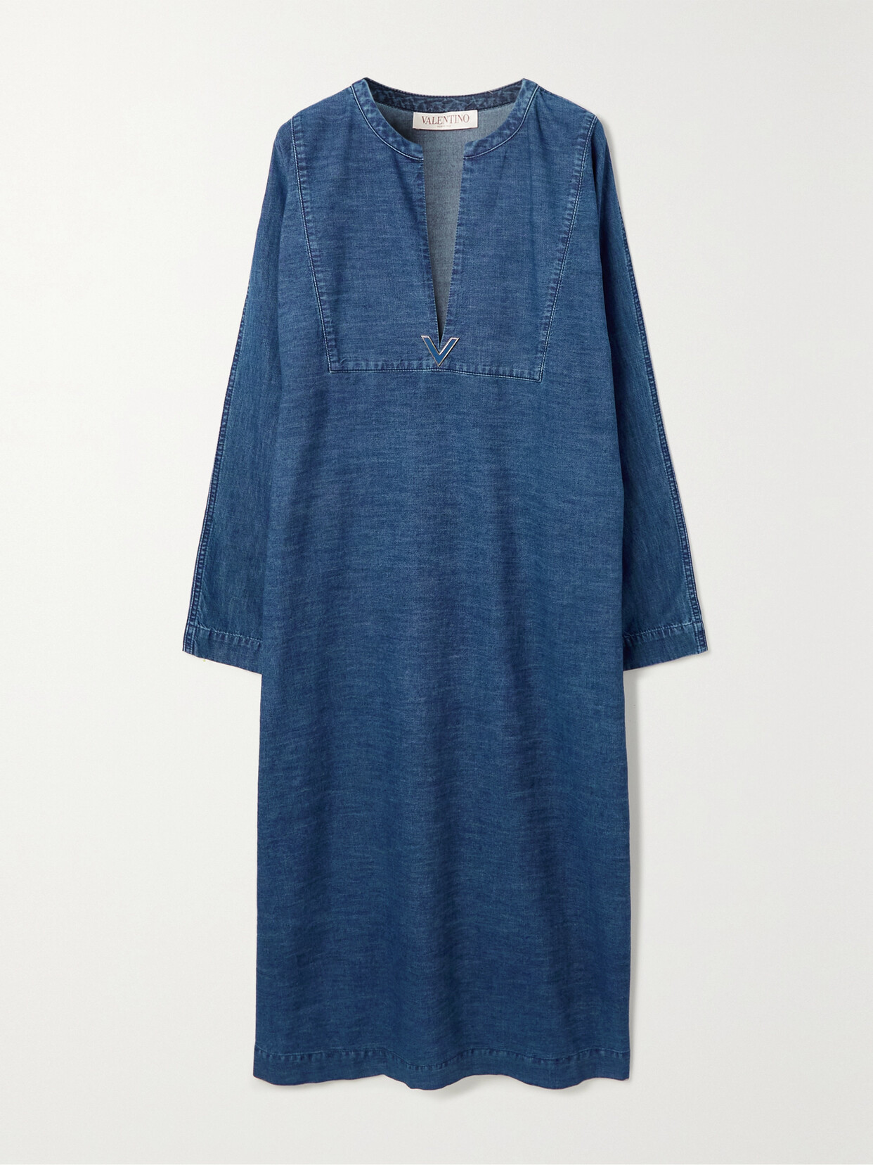 Valentino Garavani Embellished Denim Midi Dress - Blue