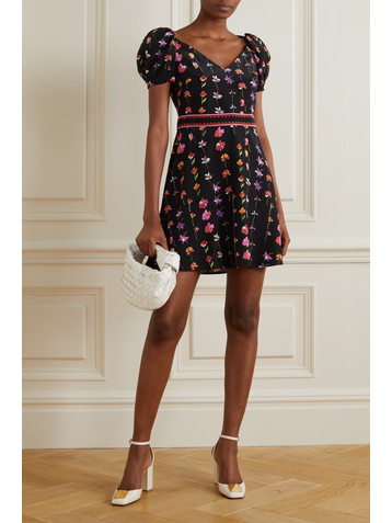 Valentino Garavani Floral-print wool-blend crepe de chine mini dress