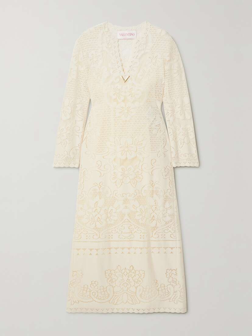 Valentino Garavani Embellished Crocheted Cotton-blend Maxi Dress