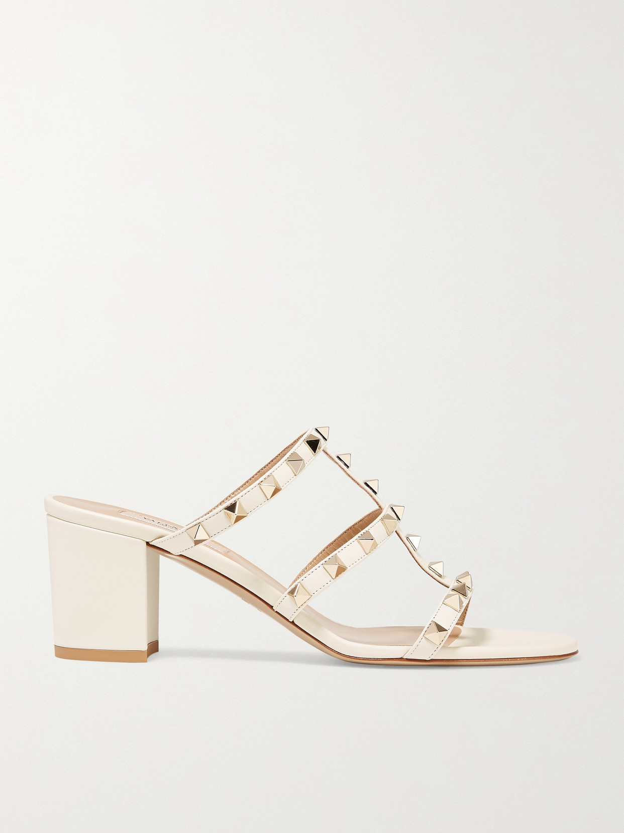 Valentino Garavani Women Rockstud Leather Mules In Ivory