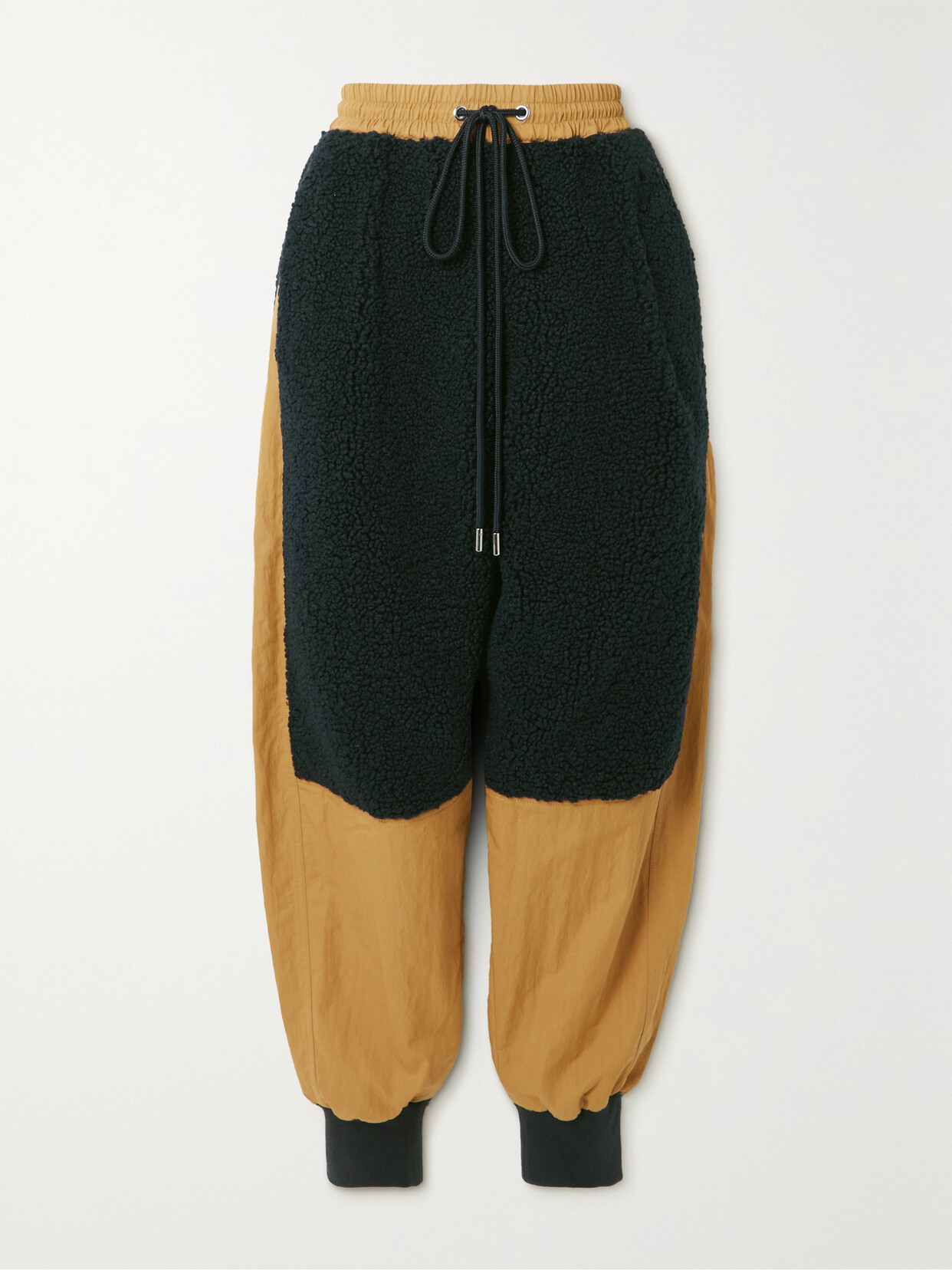 Jw Anderson Fleece-paneled Twill Tapered Track Pants In Midnight Blue