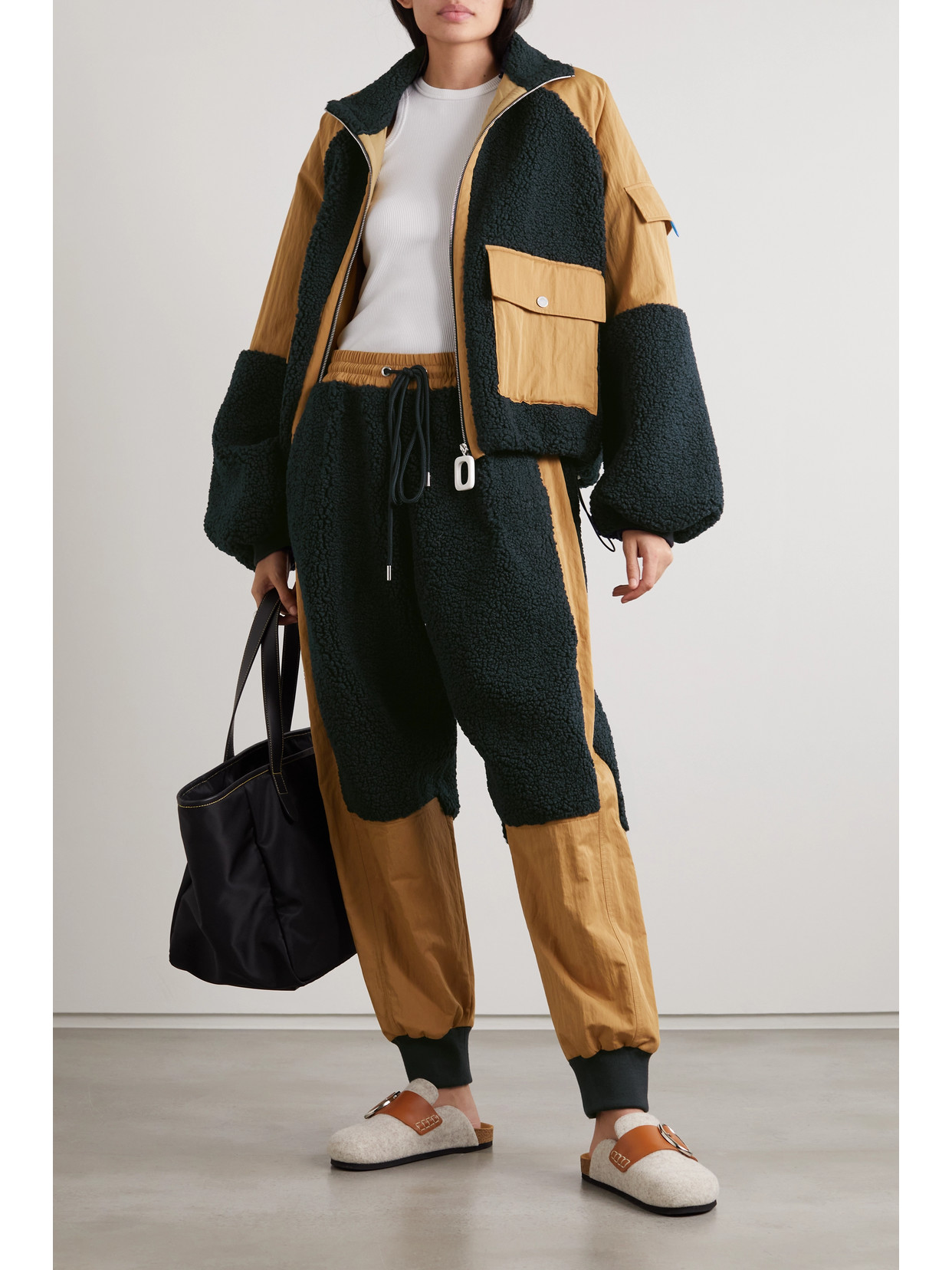 Jw Anderson Fleece-paneled Twill Tapered Track Pants In Blue