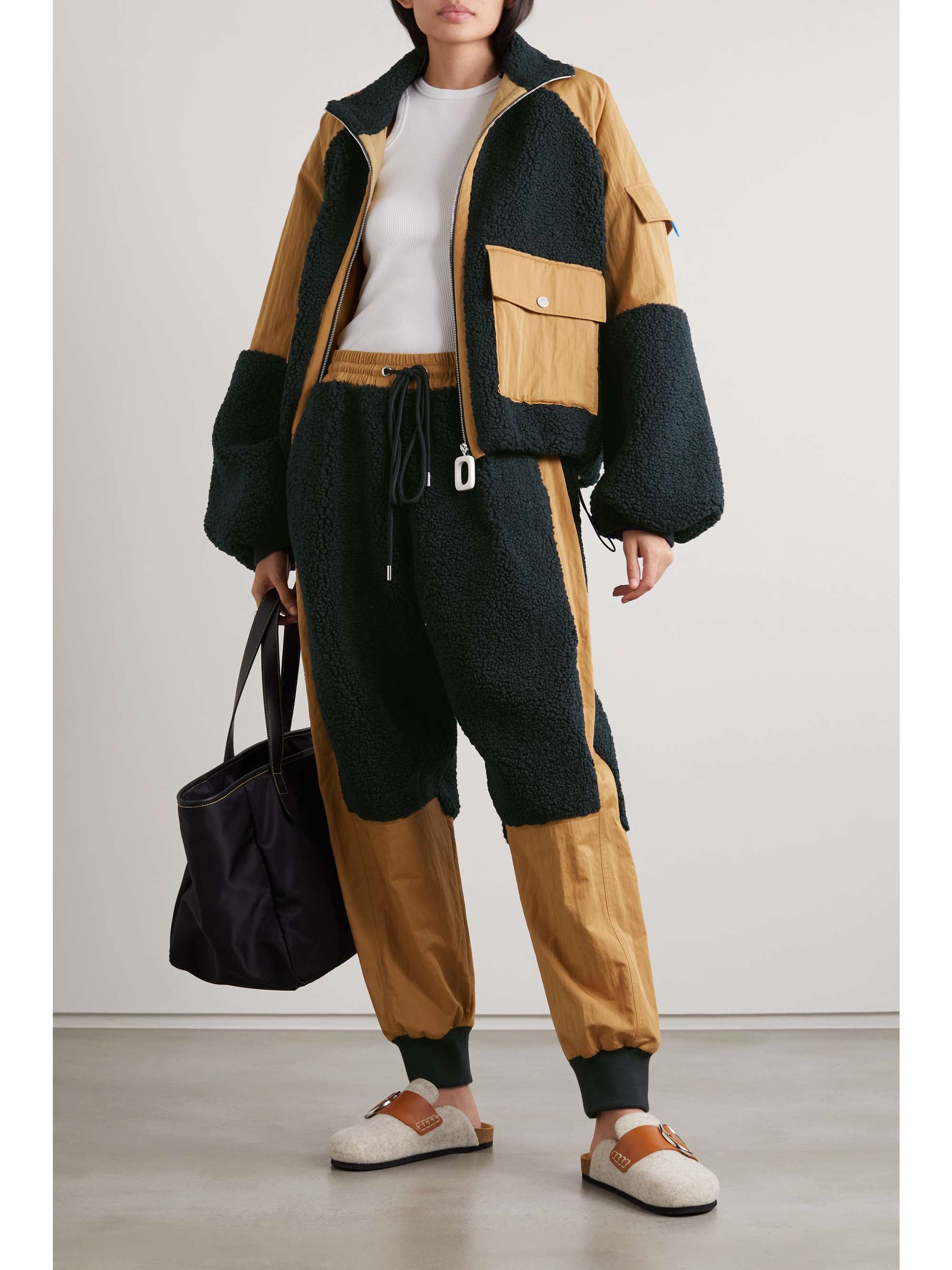 JW ANDERSON Fleece-paneled twill tapered track pants