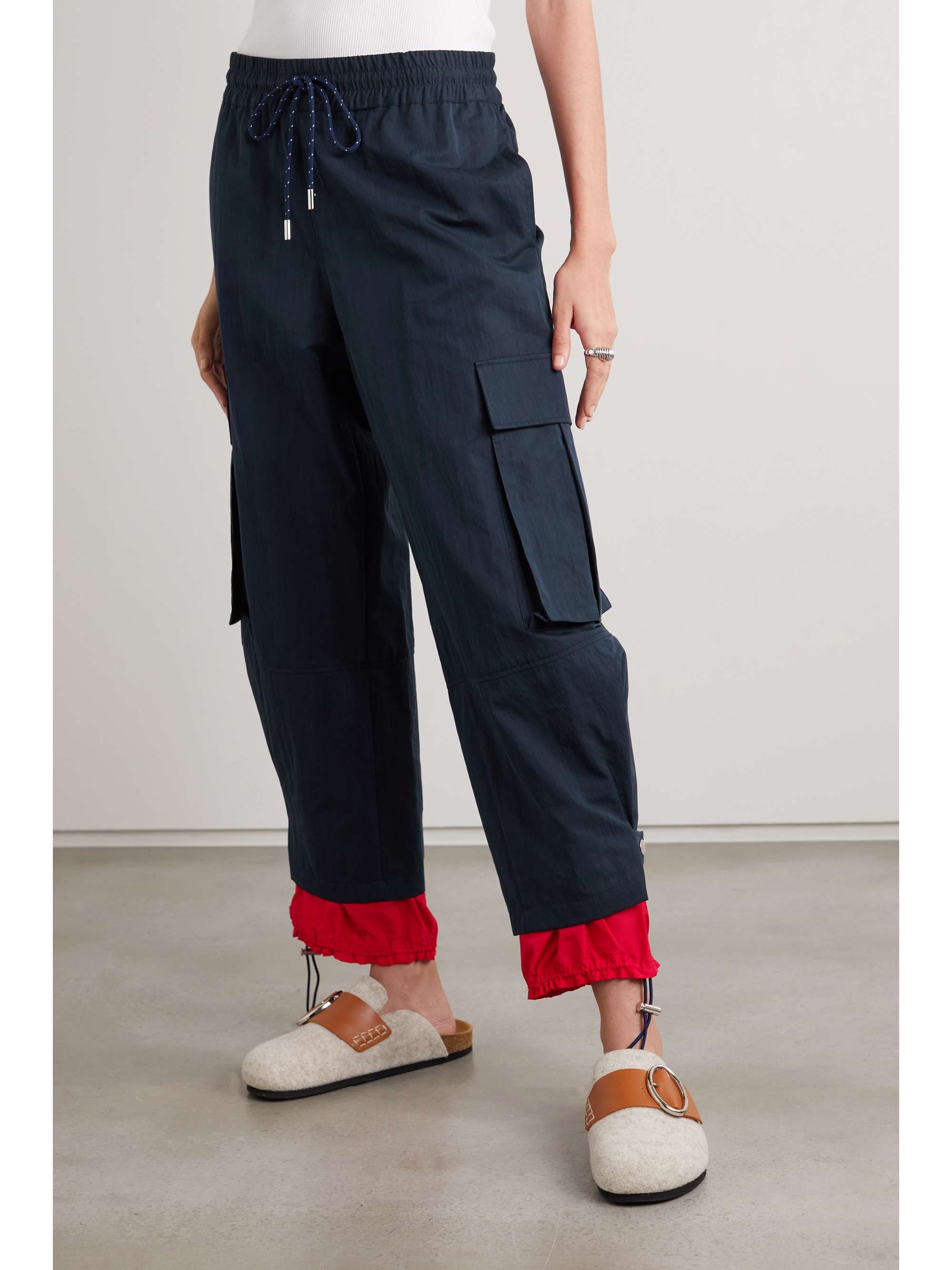 JW ANDERSON Embroidered twill and shell track pants