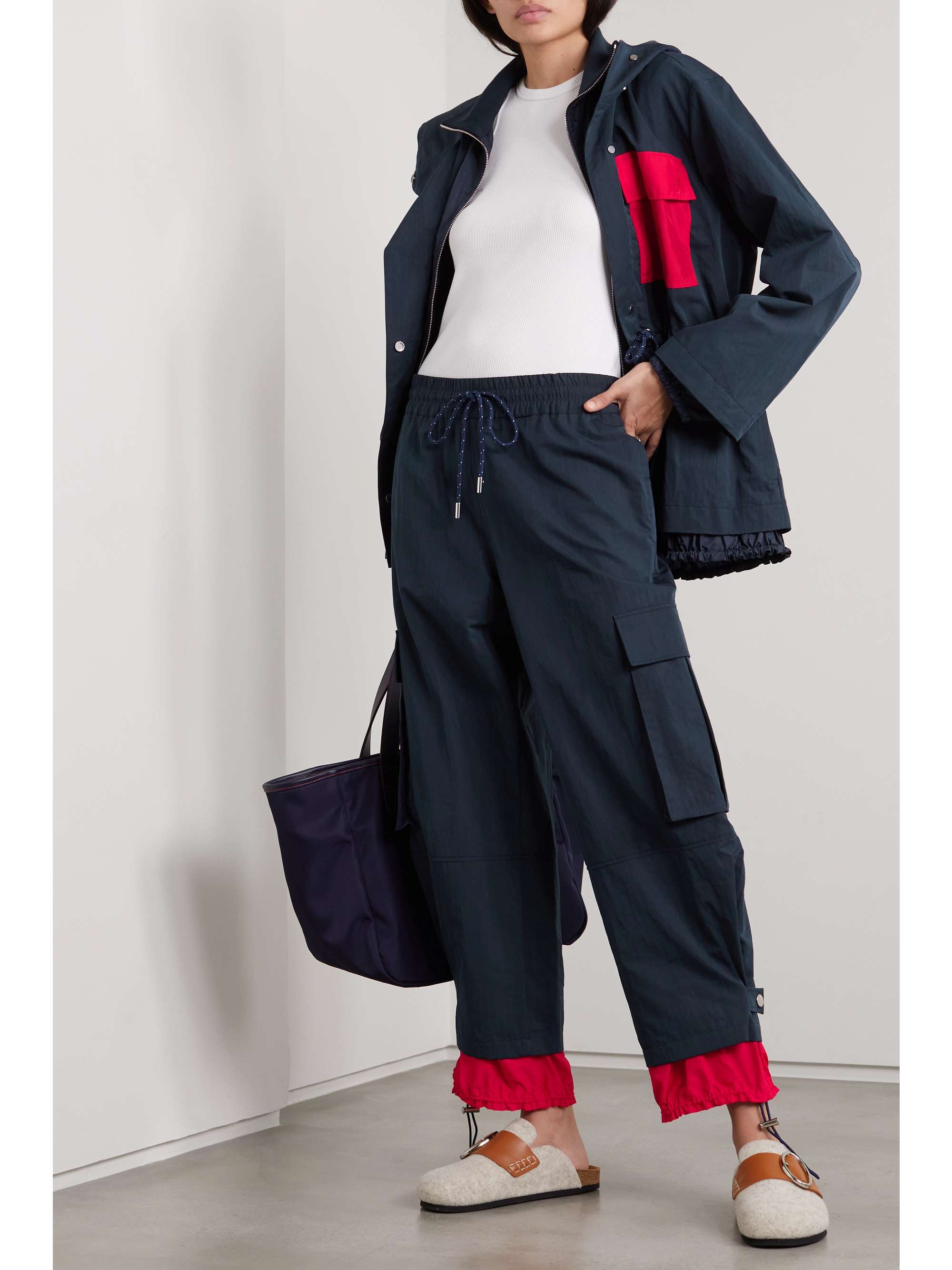 JW ANDERSON Embroidered twill and shell track pants