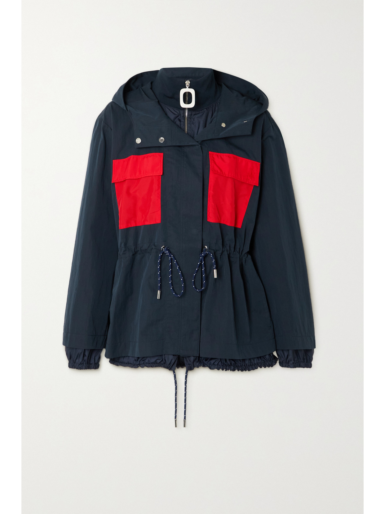 JW Anderson Embroidered Hooded Twill And Shell Jacket - Blue